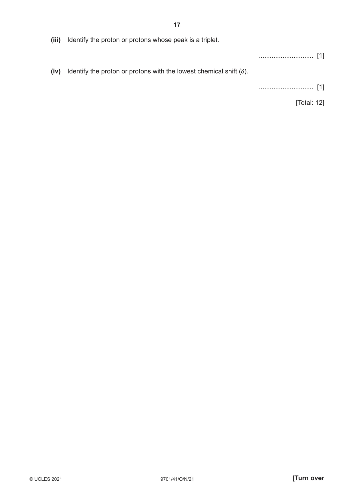 Cambridge A Level Chemistry 9701 2021 Oct/Nov Paper 4 · Variant 1 question paper, page 17 of 20