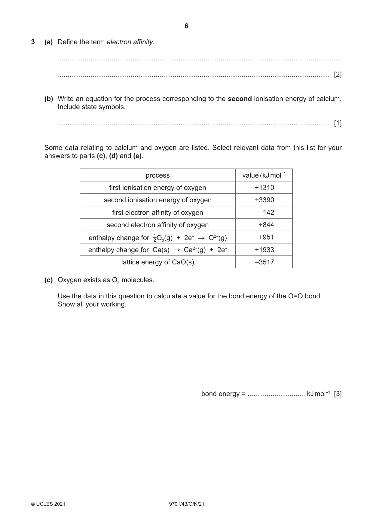 Cambridge A Level Chemistry 9701 2021 Oct/Nov Paper 4 · Variant 3 question paper, page 6 of 20