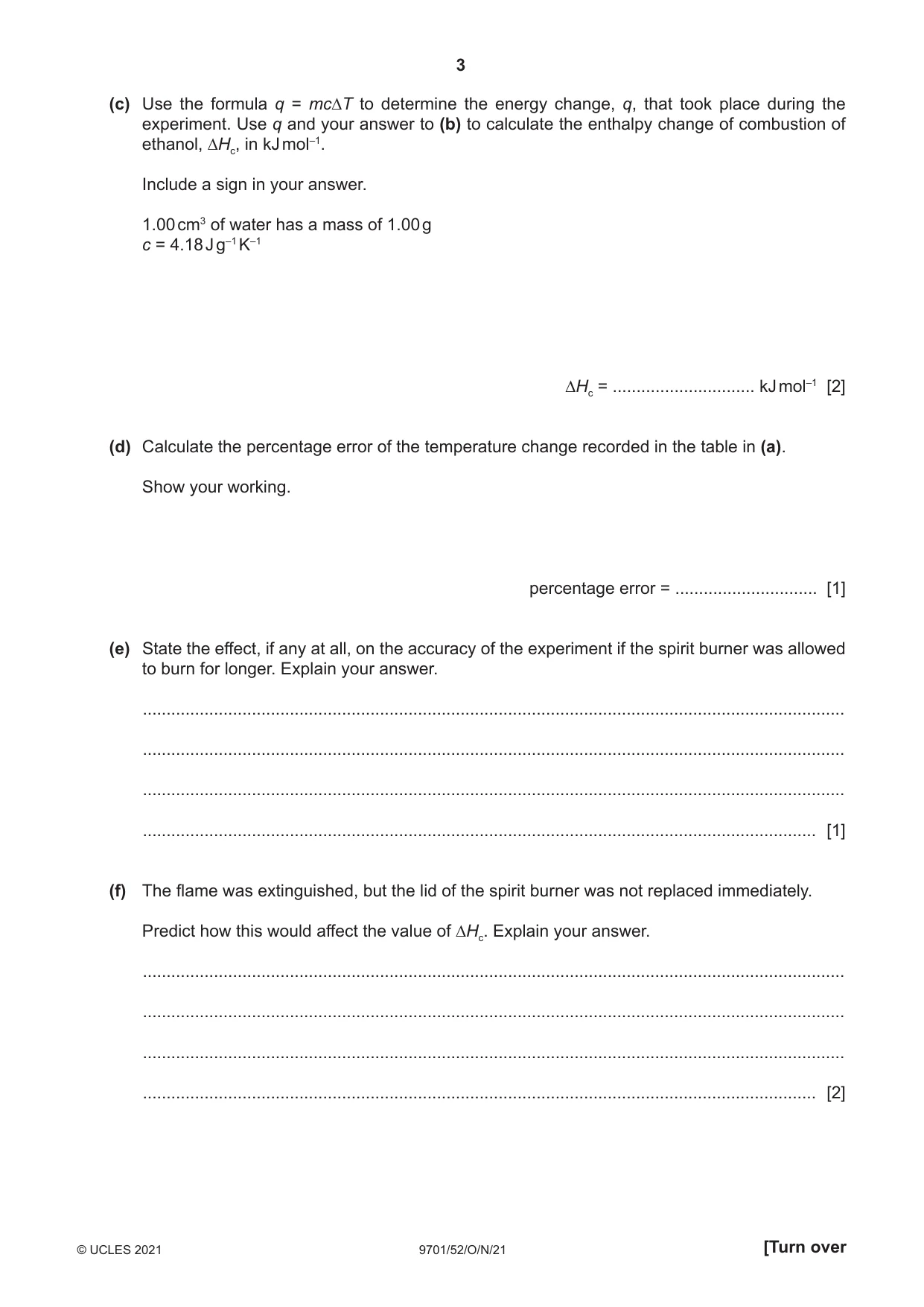 Cambridge A Level Chemistry 9701 2021 Oct/Nov Paper 5 · Variant 2 question paper, page 3 of 12