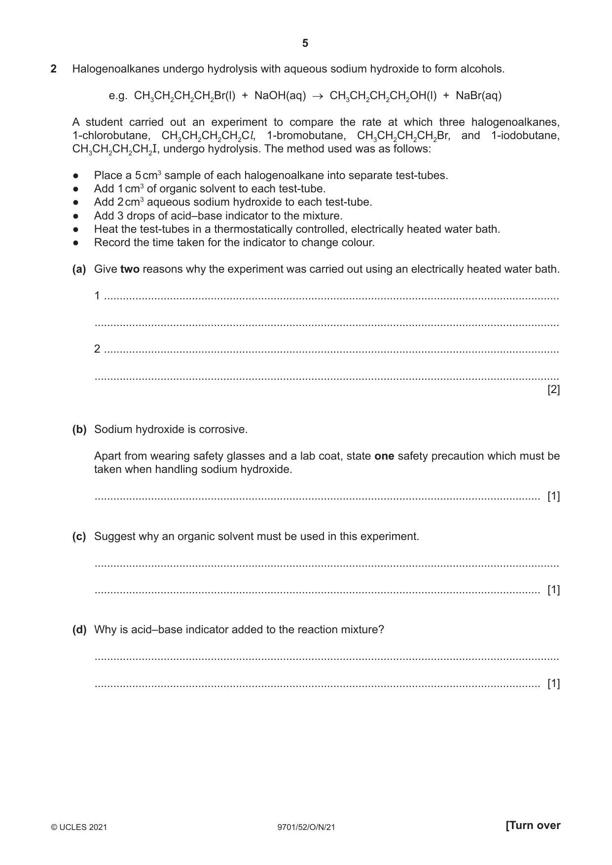 Cambridge A Level Chemistry 9701 2021 Oct/Nov Paper 5 · Variant 2 question paper, page 5 of 12