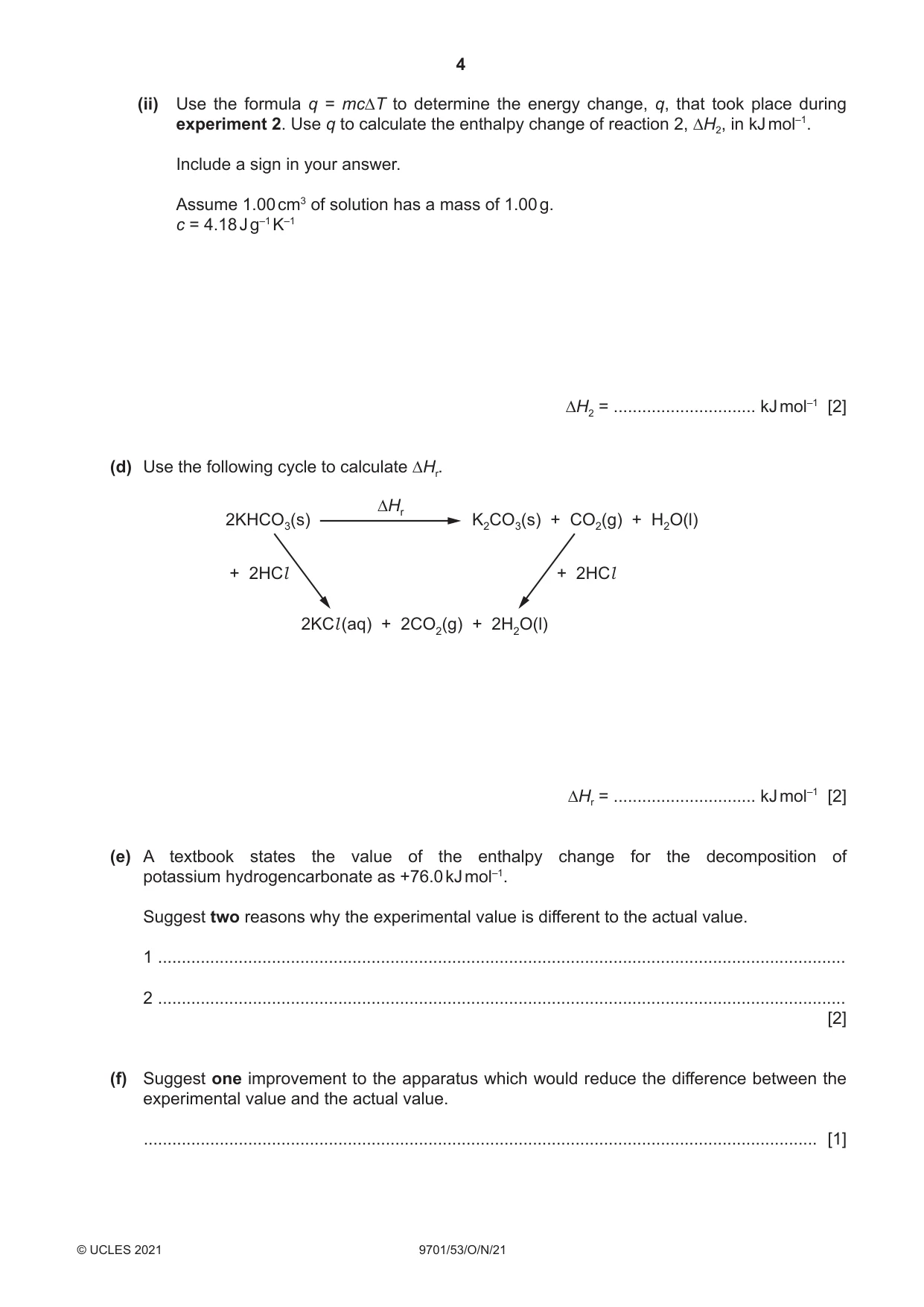Cambridge A Level Chemistry 9701 2021 Oct/Nov Paper 5 · Variant 3 question paper, page 4 of 12