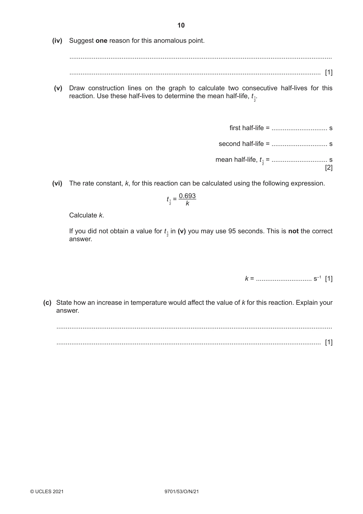 Cambridge A Level Chemistry 9701 2021 Oct/Nov Paper 5 · Variant 3 question paper, page 10 of 12
