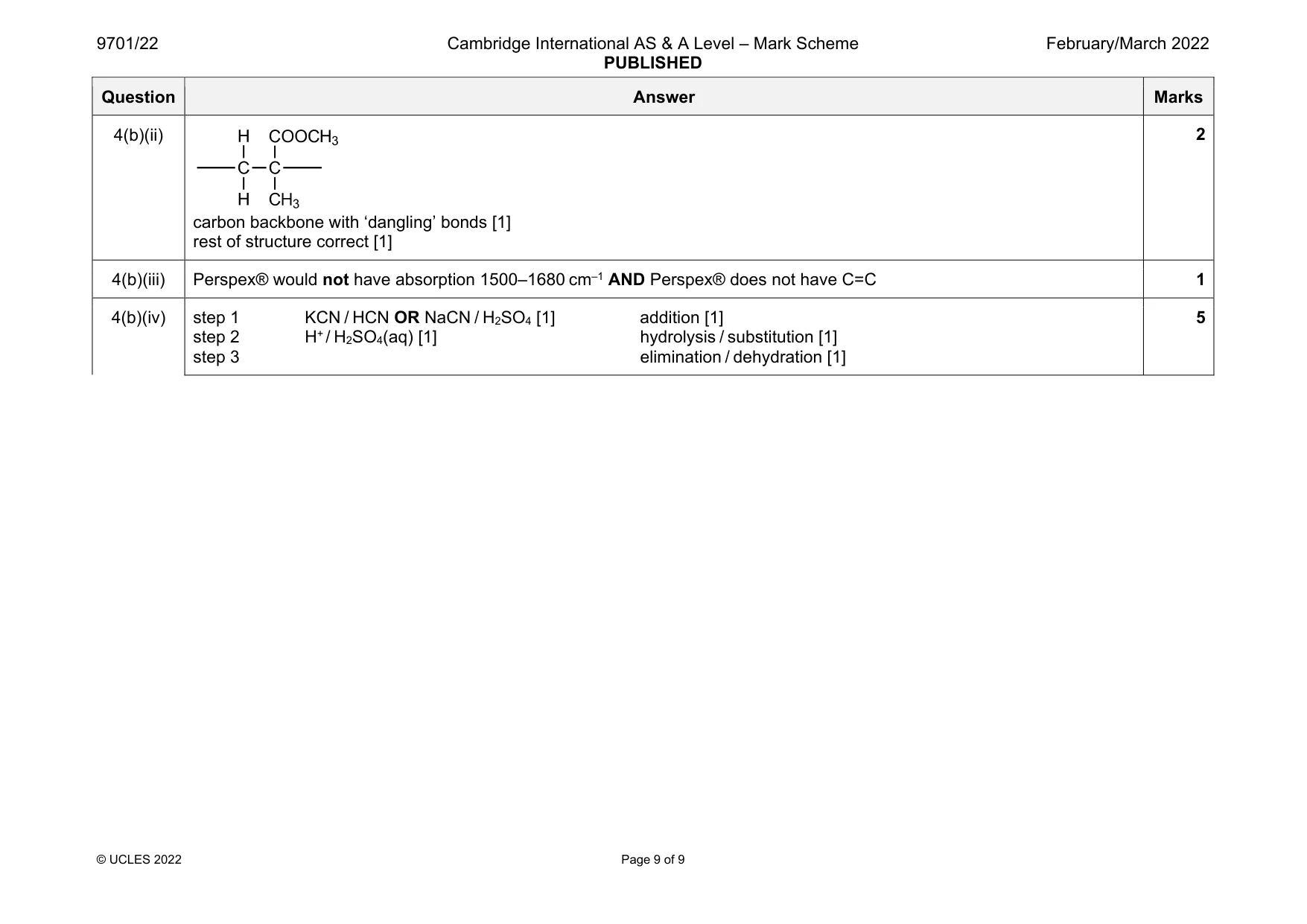 Mark scheme, page 9 of 9