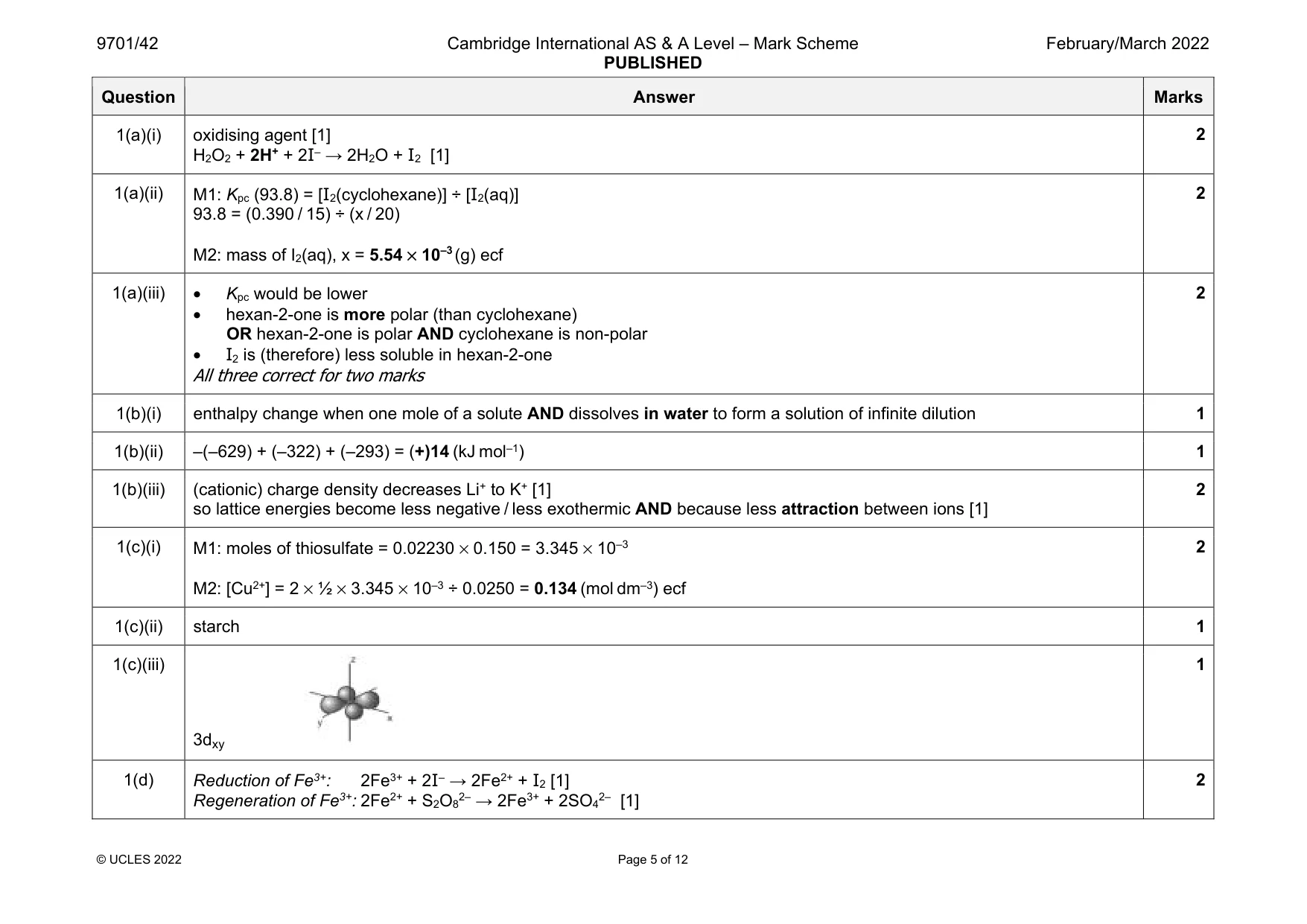 Mark scheme, page 5 of 12