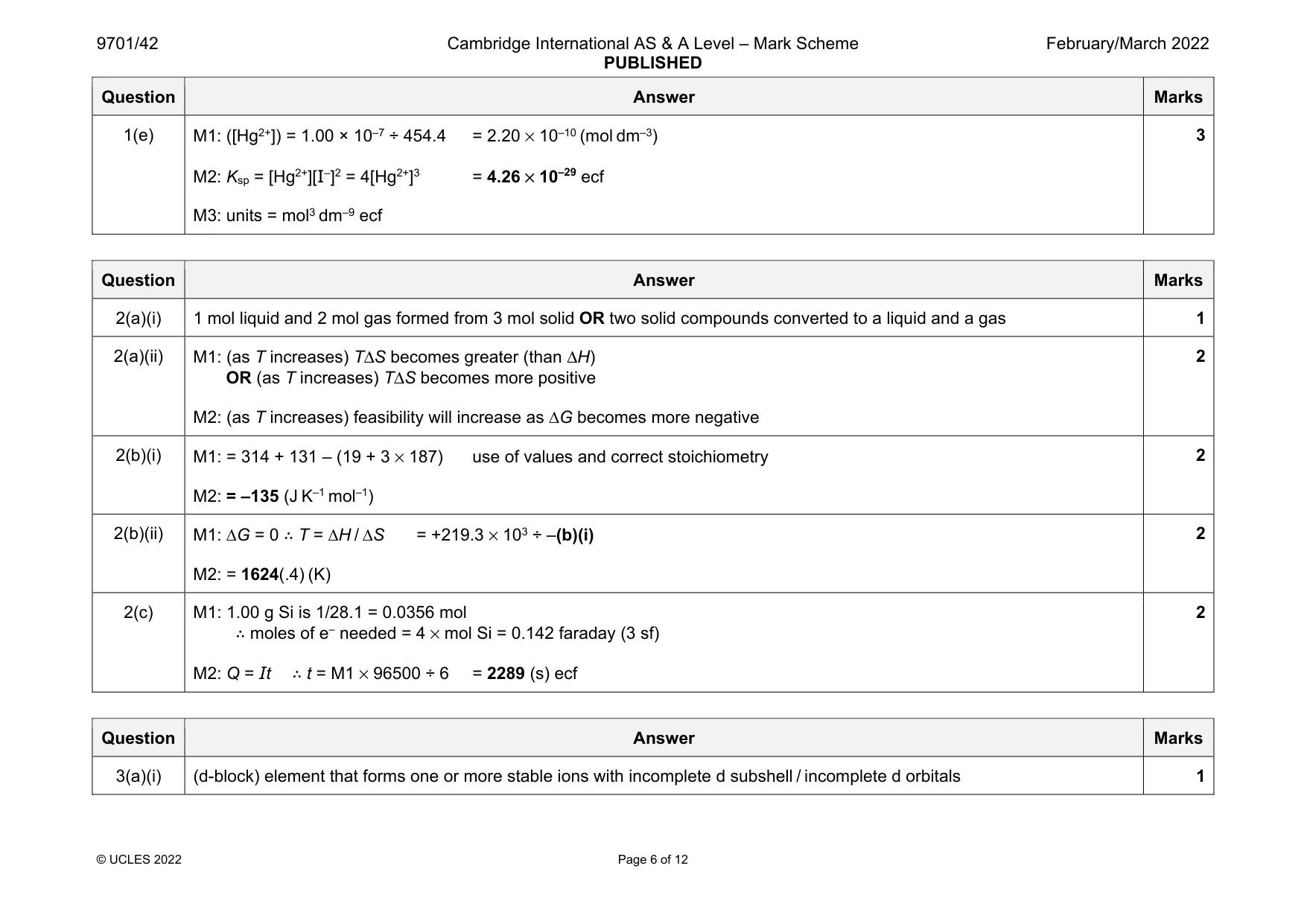 Mark scheme, page 6 of 12