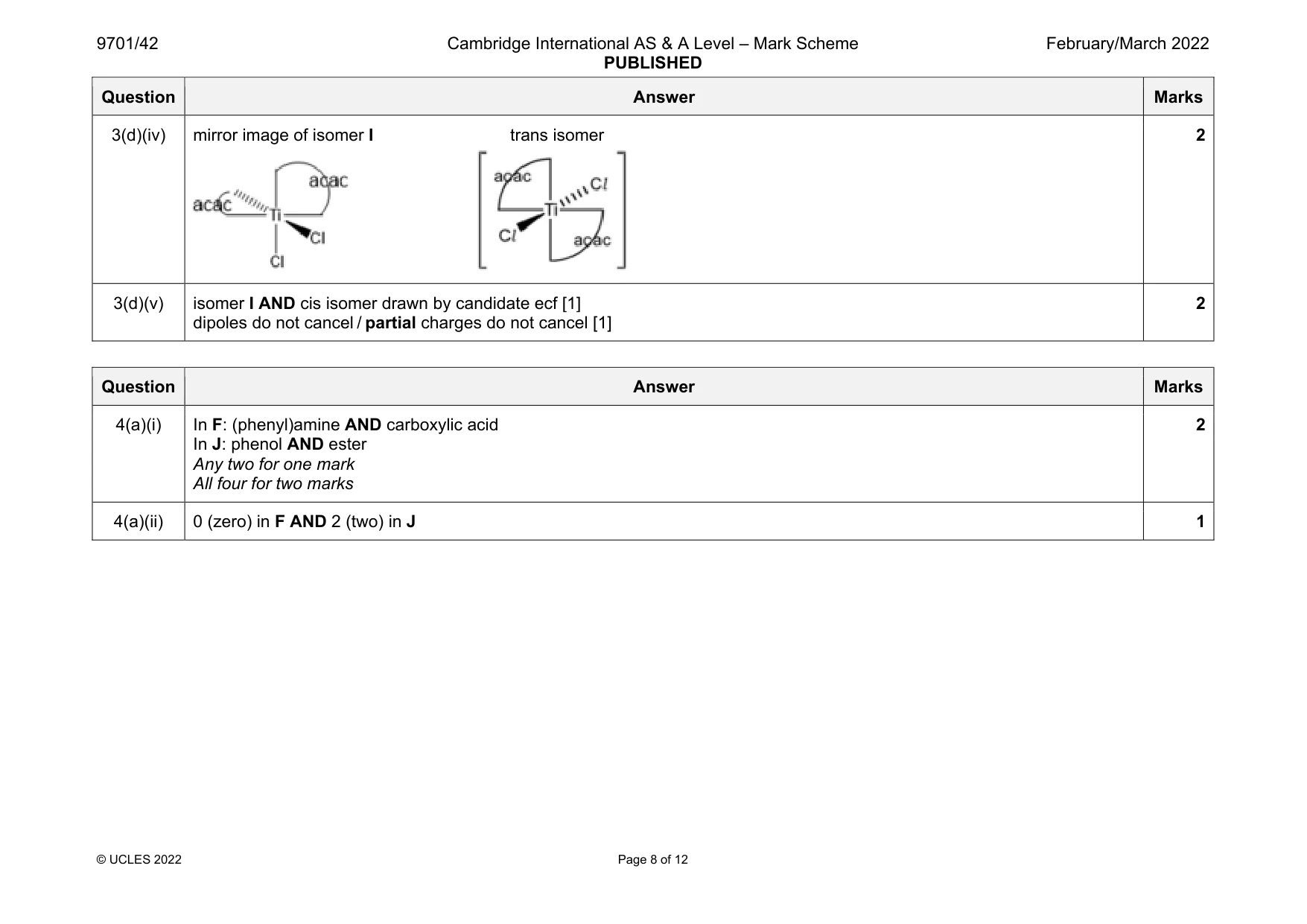 Mark scheme, page 8 of 12