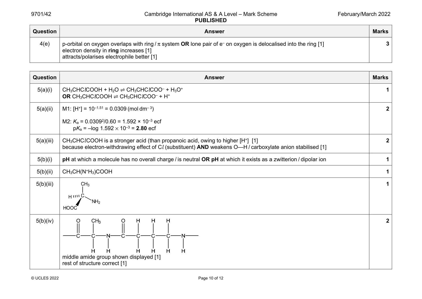 Mark scheme, page 10 of 12