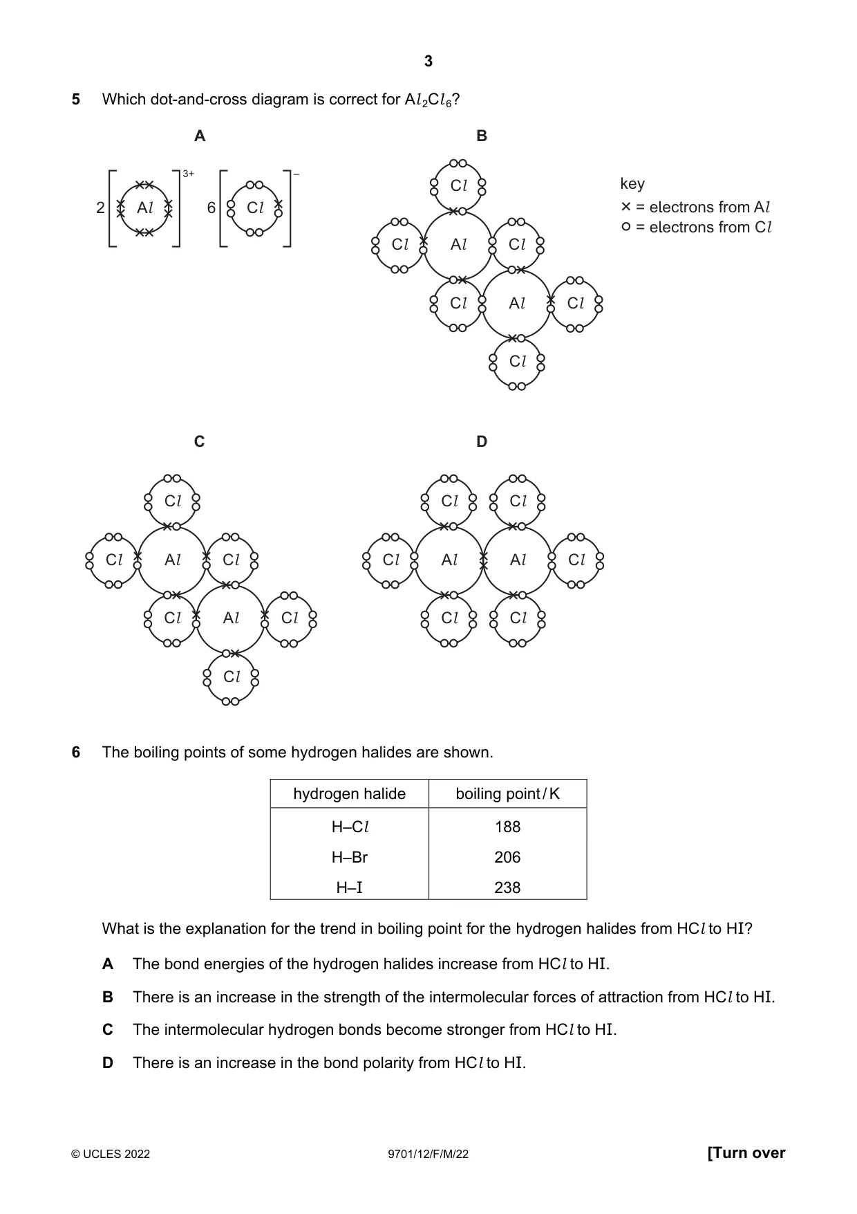 Cambridge A Level Chemistry 9701 2022 Feb/March Paper 1 · Variant 2 question paper, page 3 of 20
