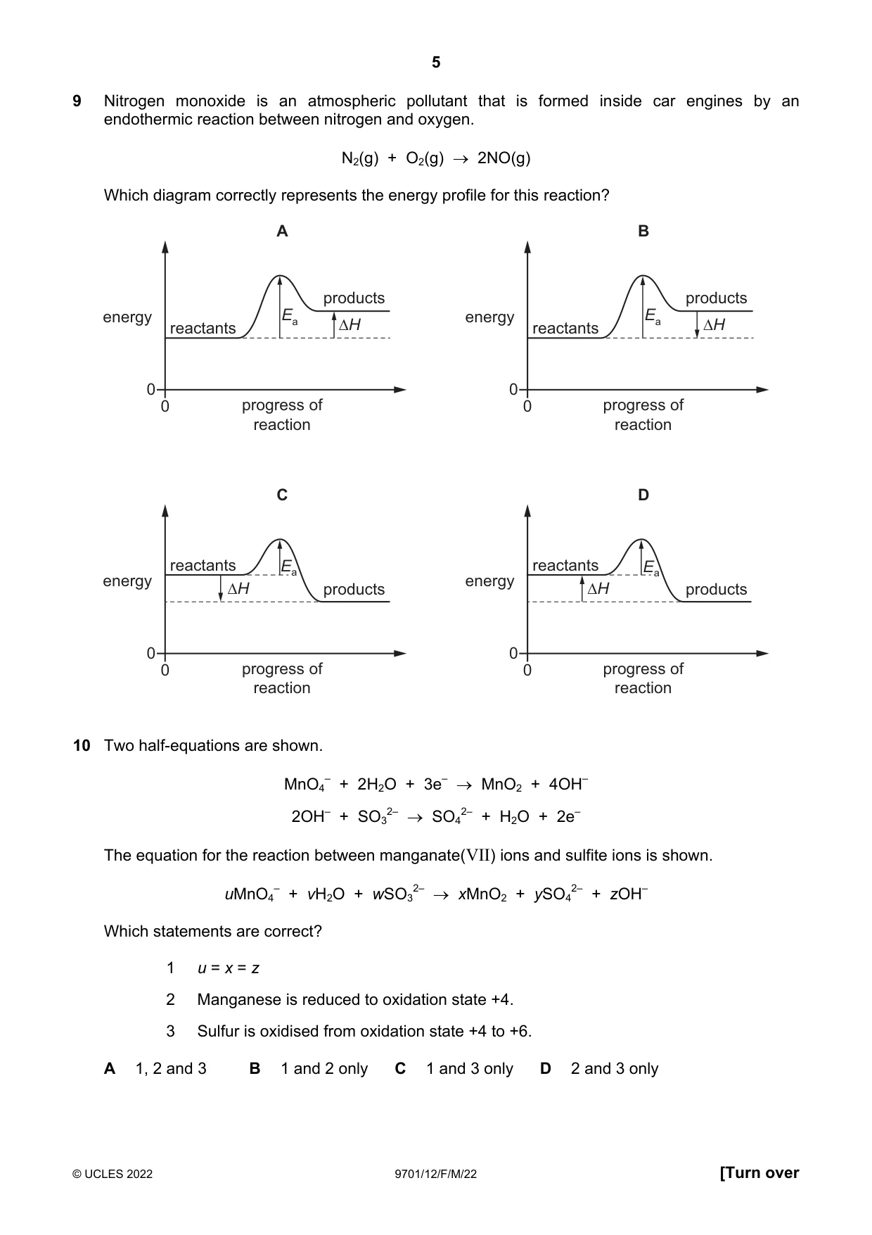 Cambridge A Level Chemistry 9701 2022 Feb/March Paper 1 · Variant 2 question paper, page 5 of 20