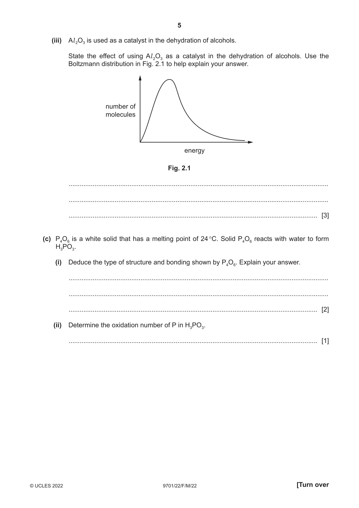 Cambridge A Level Chemistry 9701 2022 Feb/March Paper 2 · Variant 2 question paper, page 5 of 16