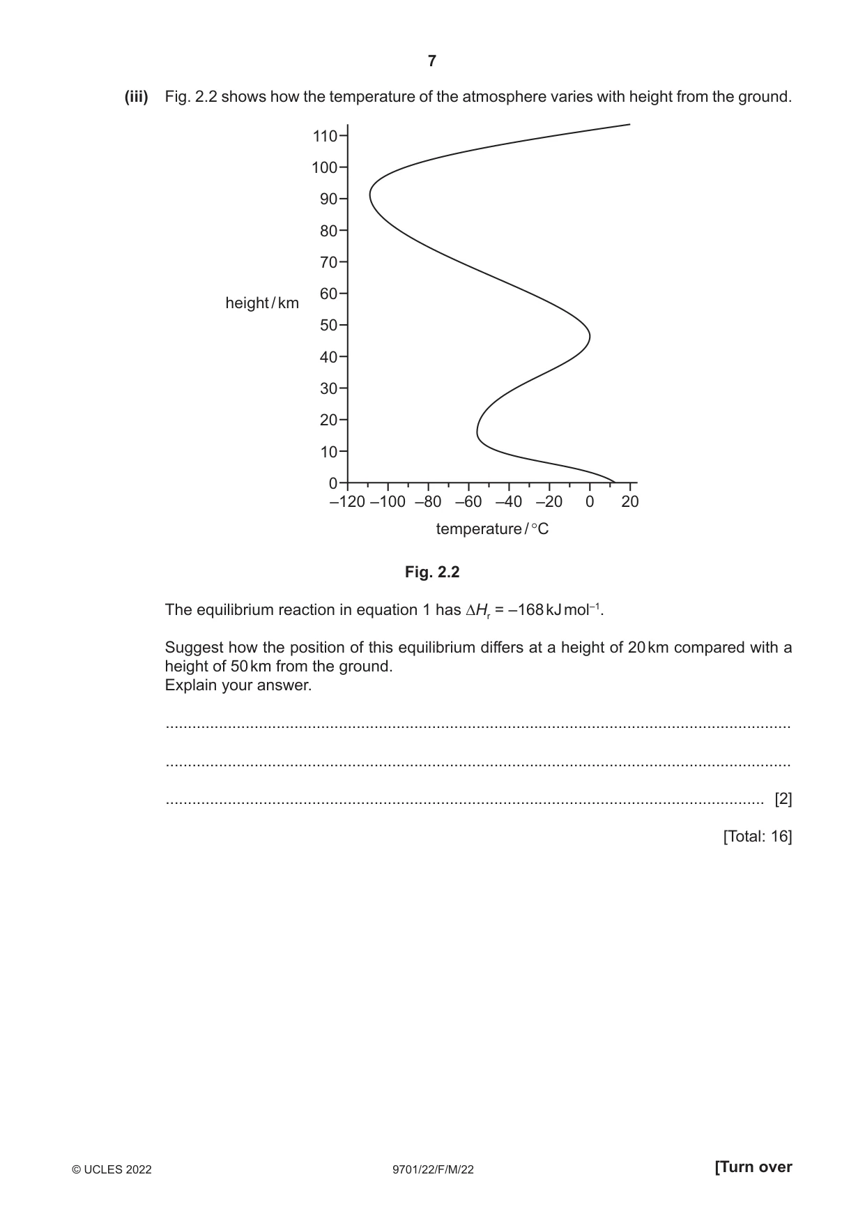 Cambridge A Level Chemistry 9701 2022 Feb/March Paper 2 · Variant 2 question paper, page 7 of 16