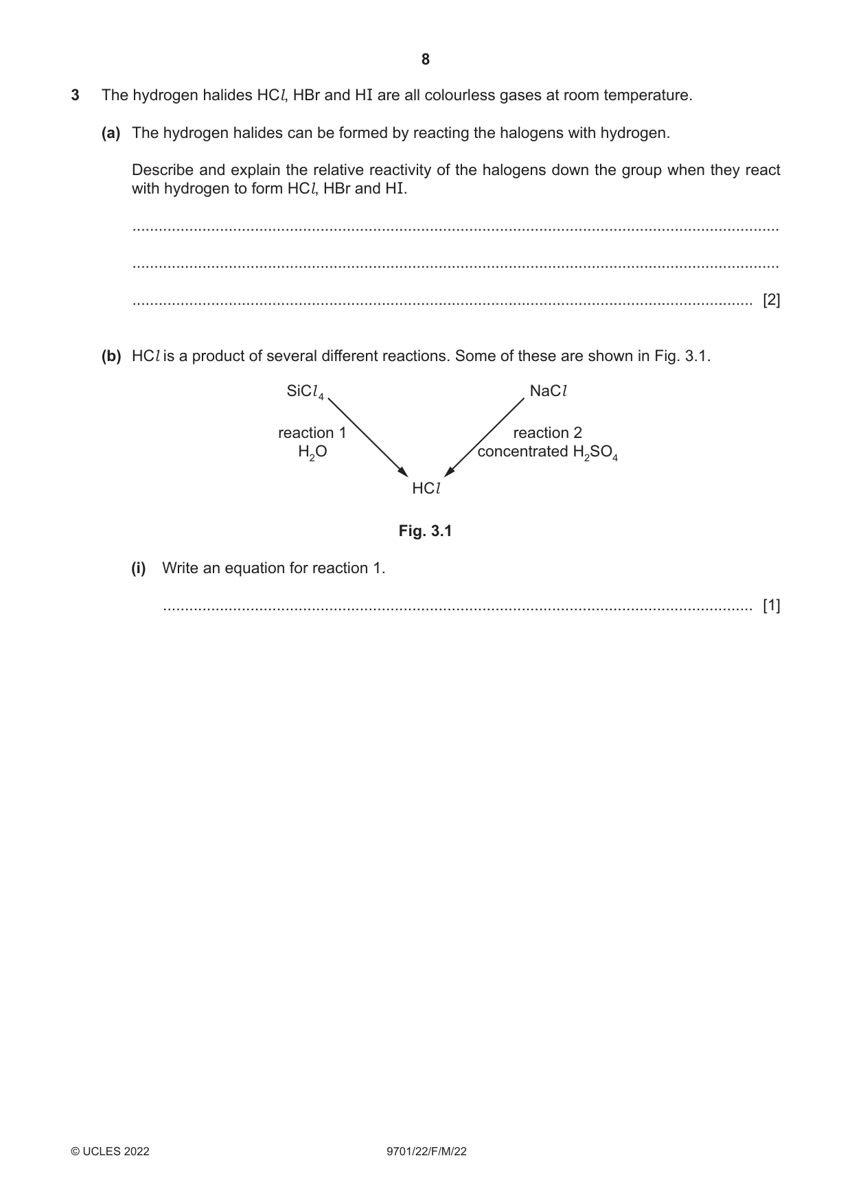 Cambridge A Level Chemistry 9701 2022 Feb/March Paper 2 · Variant 2 question paper, page 8 of 16