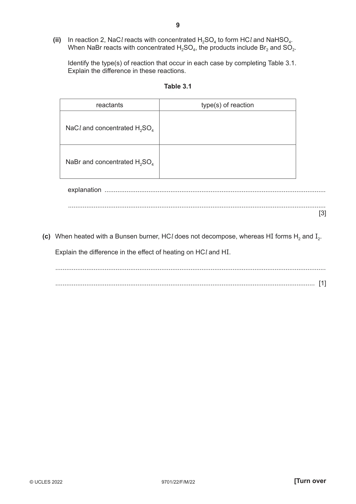 Cambridge A Level Chemistry 9701 2022 Feb/March Paper 2 · Variant 2 question paper, page 9 of 16