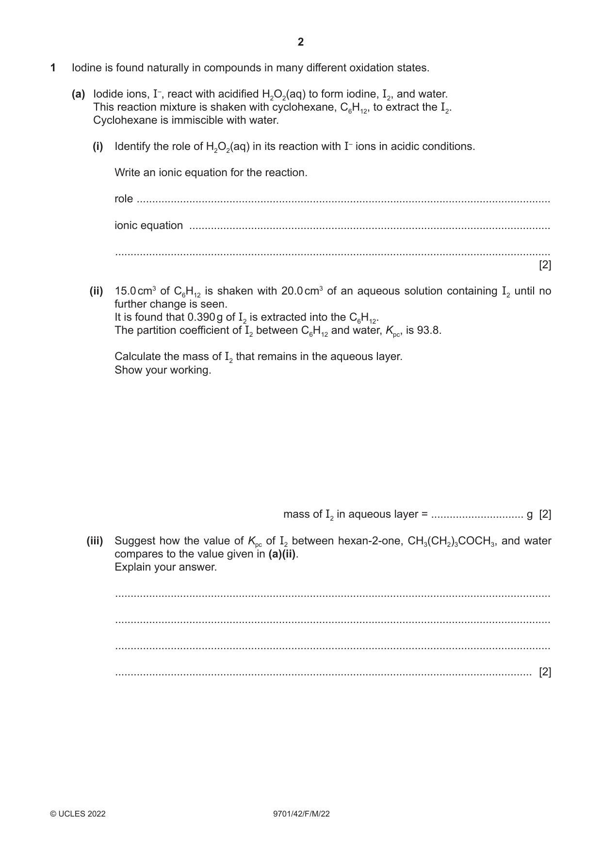 Cambridge A Level Chemistry 9701 2022 Feb/March Paper 4 · Variant 2 question paper, page 2 of 28