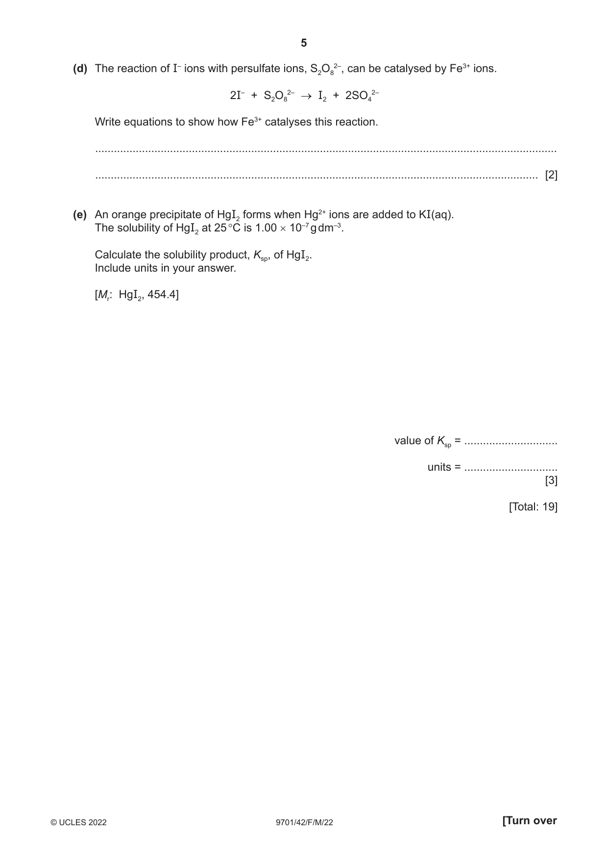 Cambridge A Level Chemistry 9701 2022 Feb/March Paper 4 · Variant 2 question paper, page 5 of 28