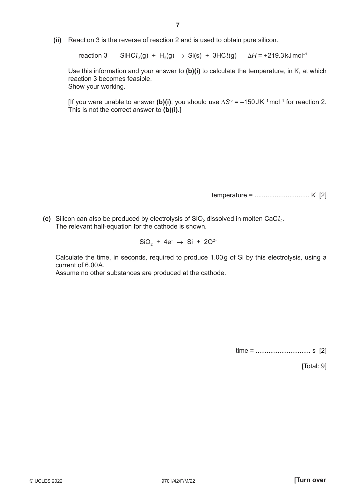 Cambridge A Level Chemistry 9701 2022 Feb/March Paper 4 · Variant 2 question paper, page 7 of 28