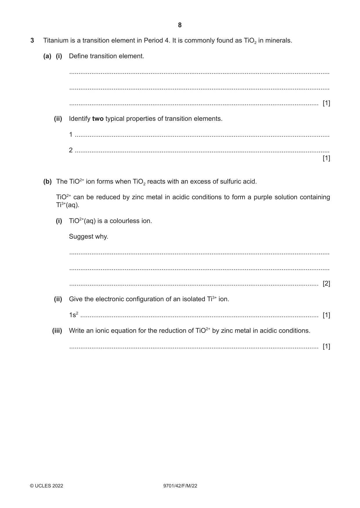Cambridge A Level Chemistry 9701 2022 Feb/March Paper 4 · Variant 2 question paper, page 8 of 28
