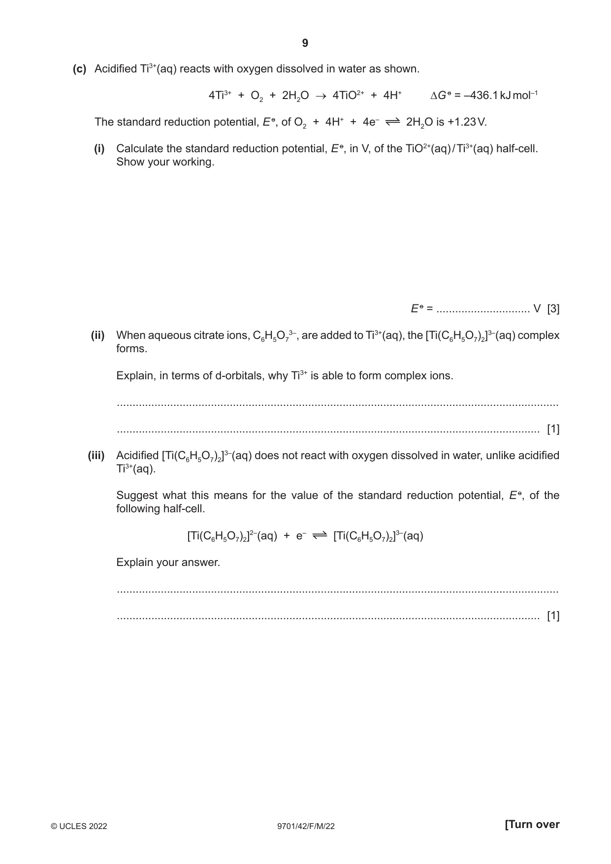 Cambridge A Level Chemistry 9701 2022 Feb/March Paper 4 · Variant 2 question paper, page 9 of 28