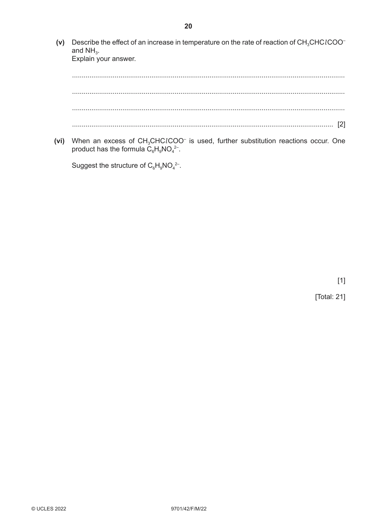 Cambridge A Level Chemistry 9701 2022 Feb/March Paper 4 · Variant 2 question paper, page 20 of 28