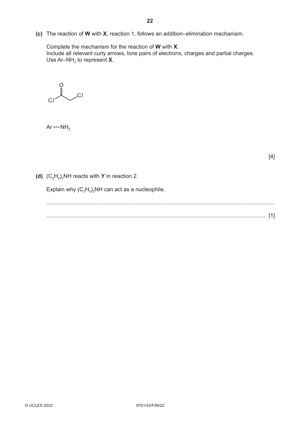 Cambridge A Level Chemistry 9701 2022 Feb/March Paper 4 · Variant 2 question paper, page 22 of 28