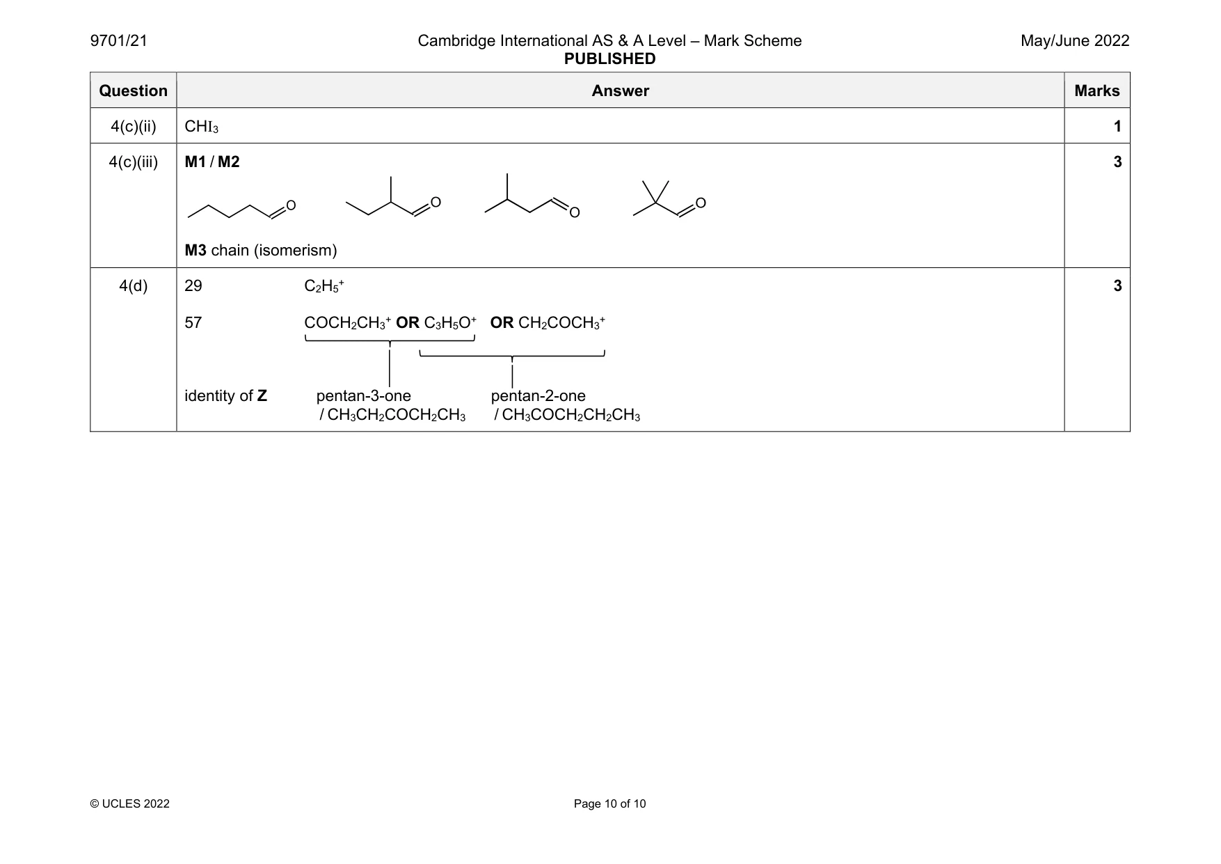 Mark scheme, page 10 of 10