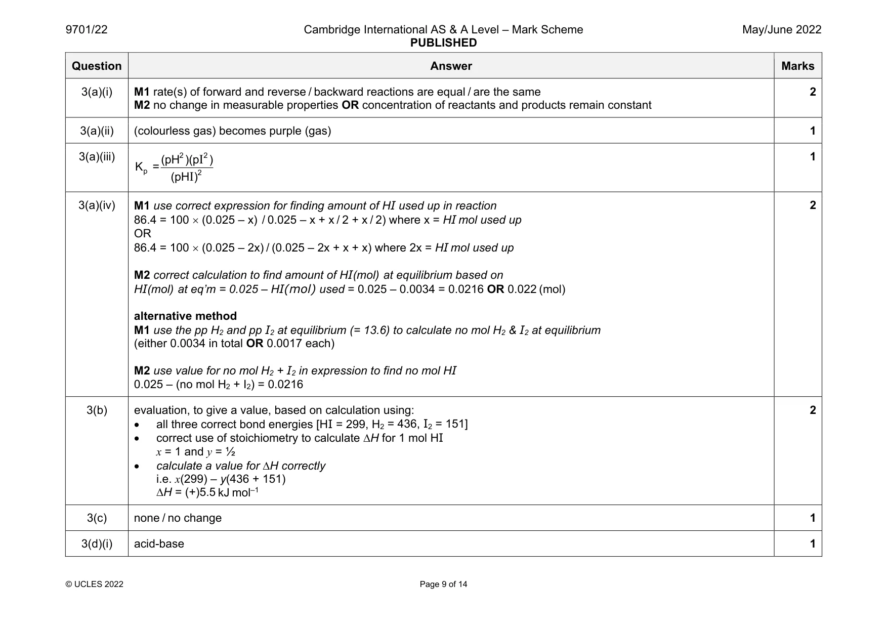 Mark scheme, page 9 of 14