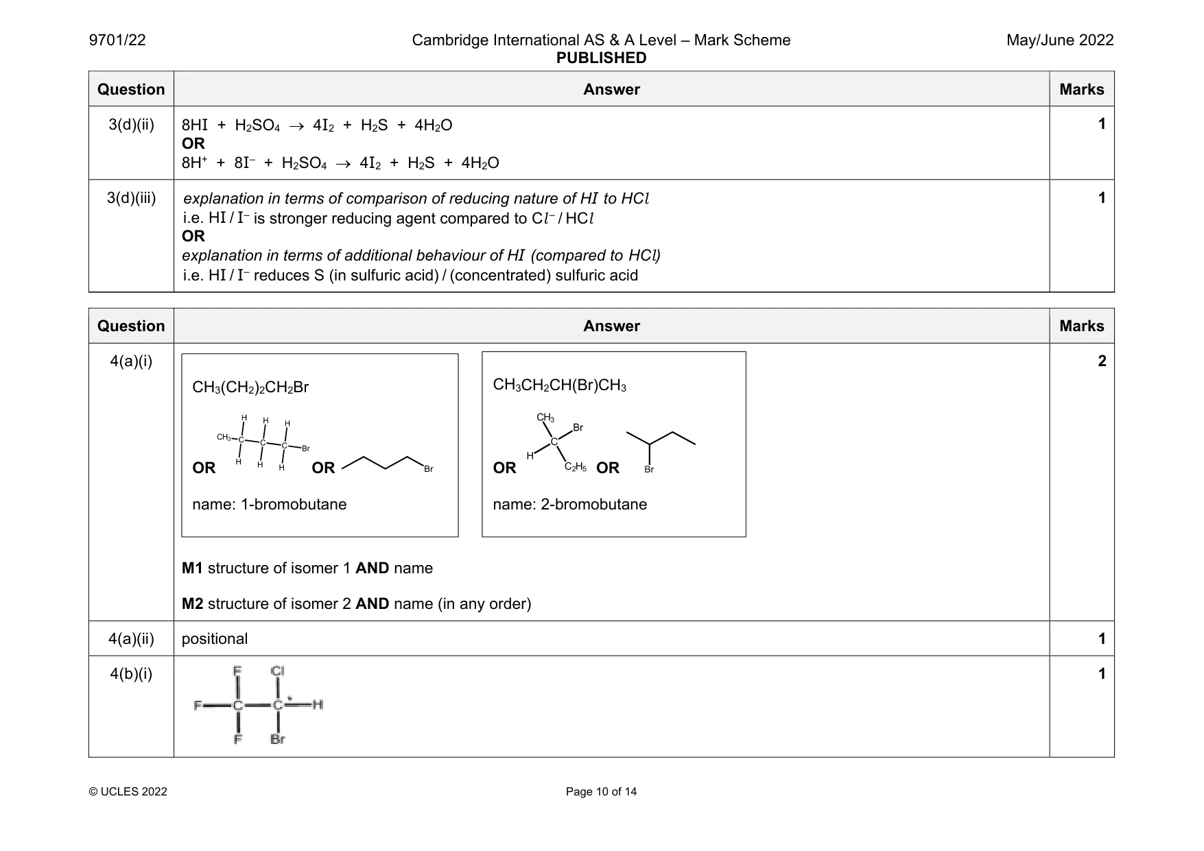 Mark scheme, page 10 of 14