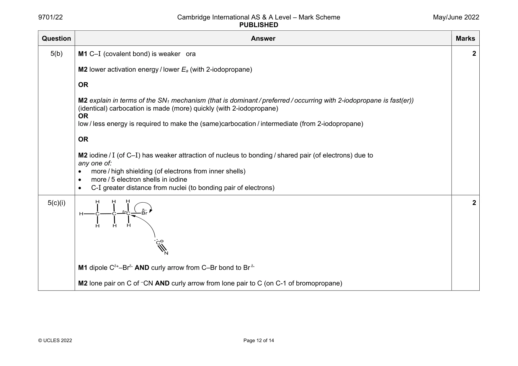 Mark scheme, page 12 of 14
