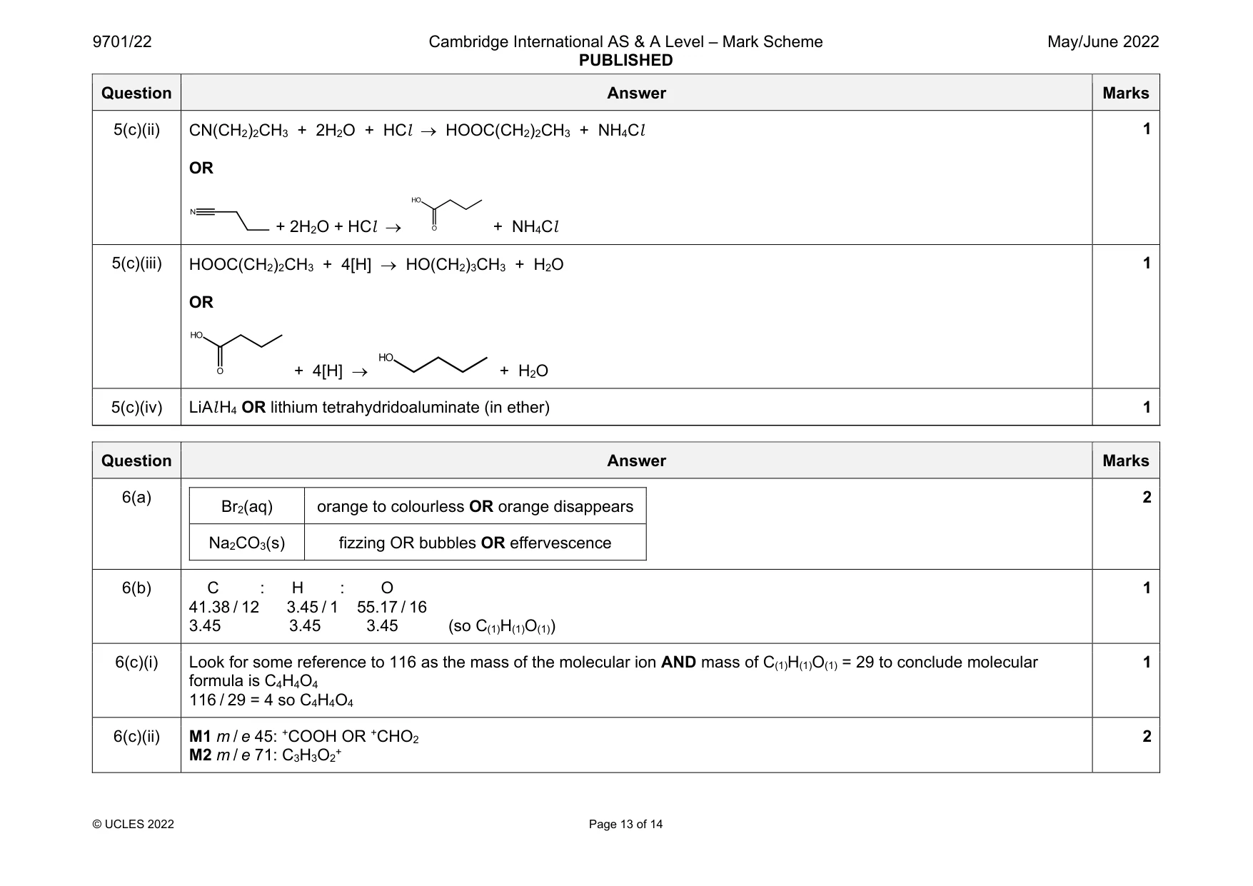 Mark scheme, page 13 of 14