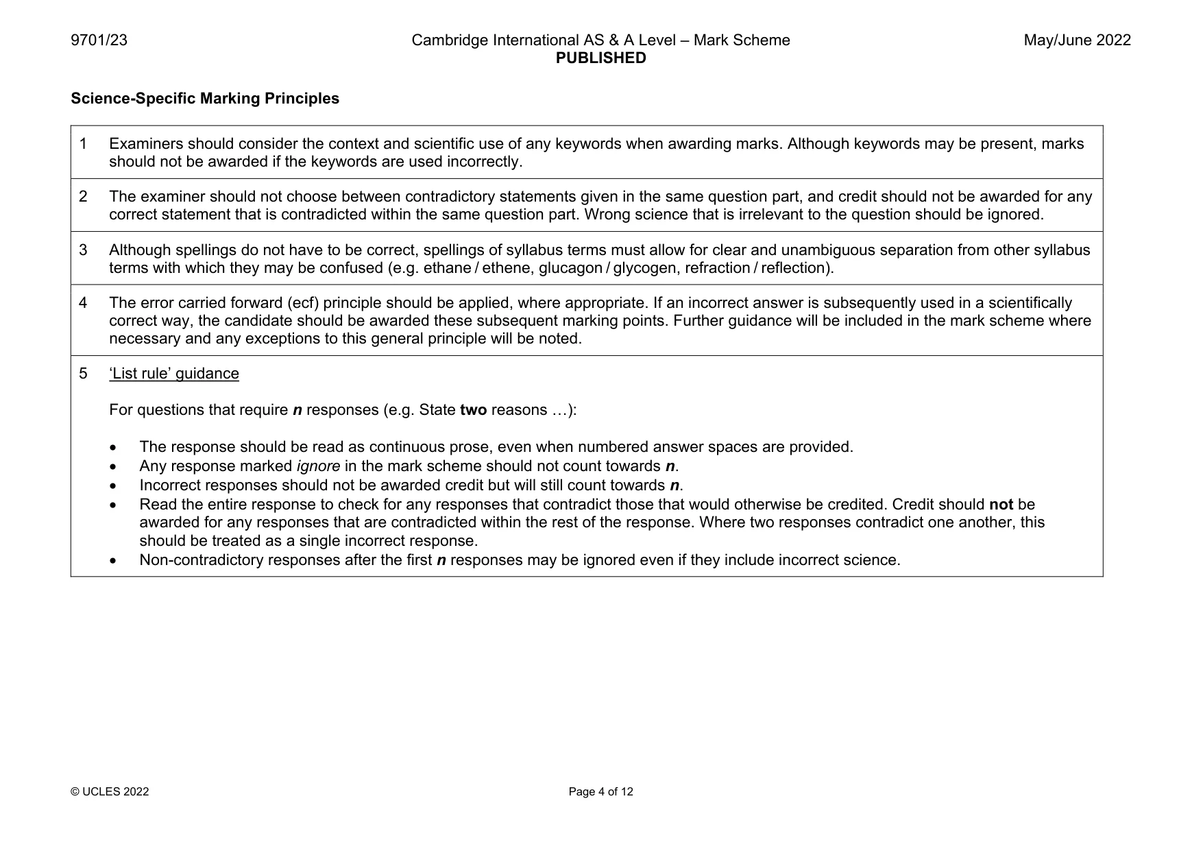 Mark scheme, page 4 of 12