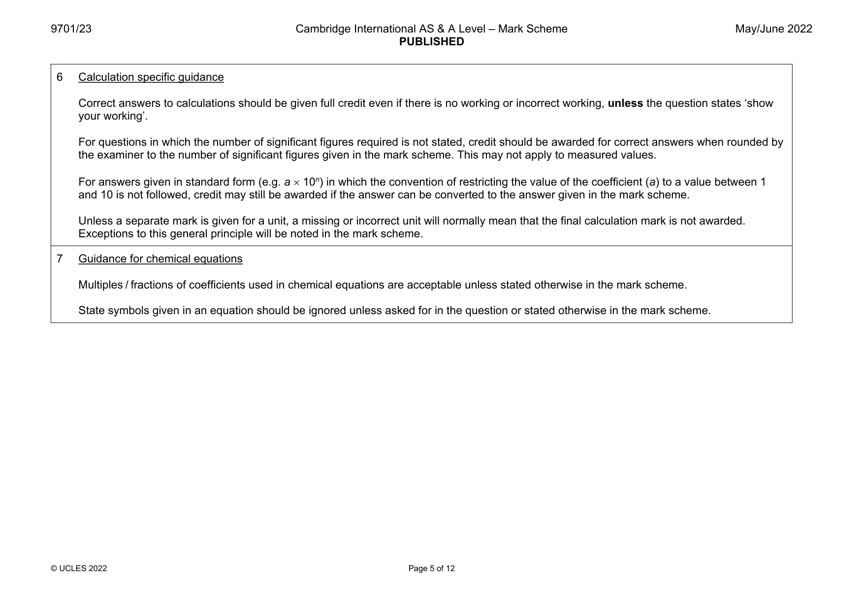 Mark scheme, page 5 of 12
