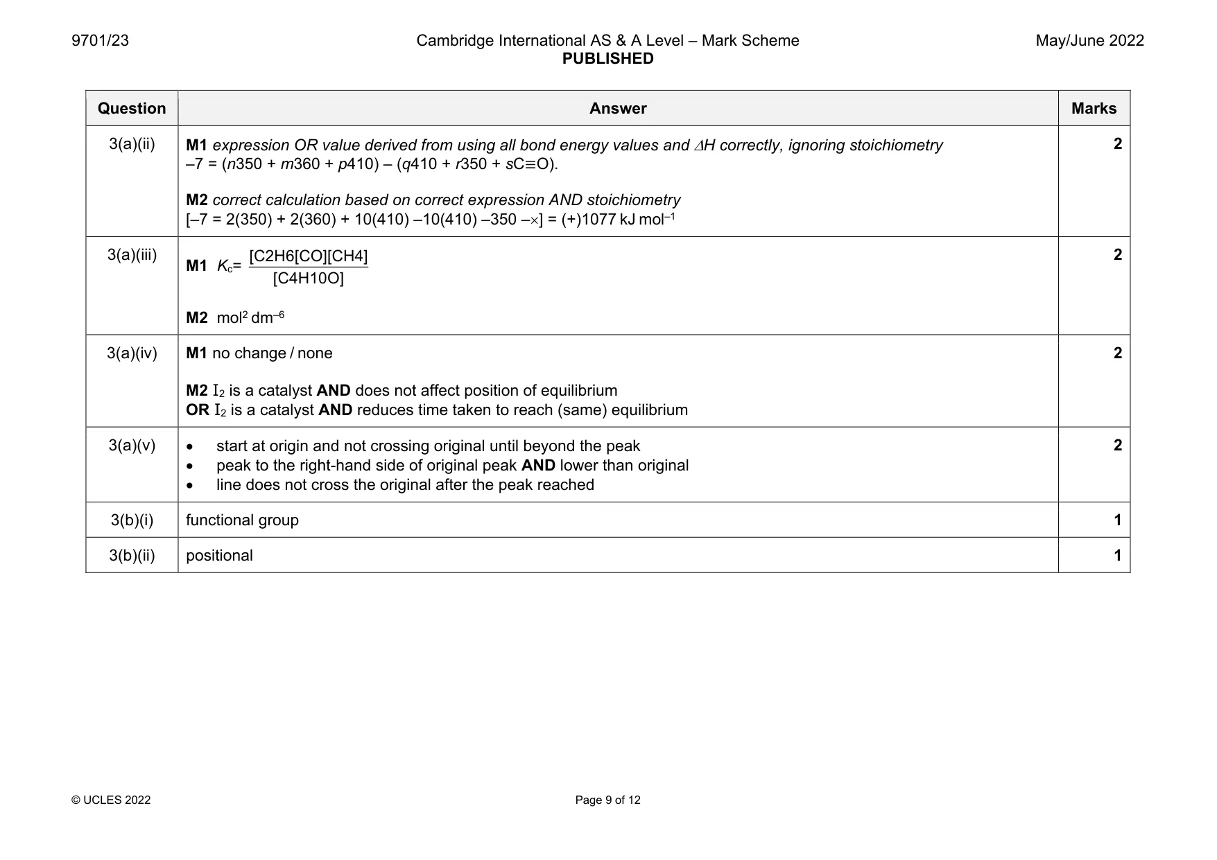 Mark scheme, page 9 of 12