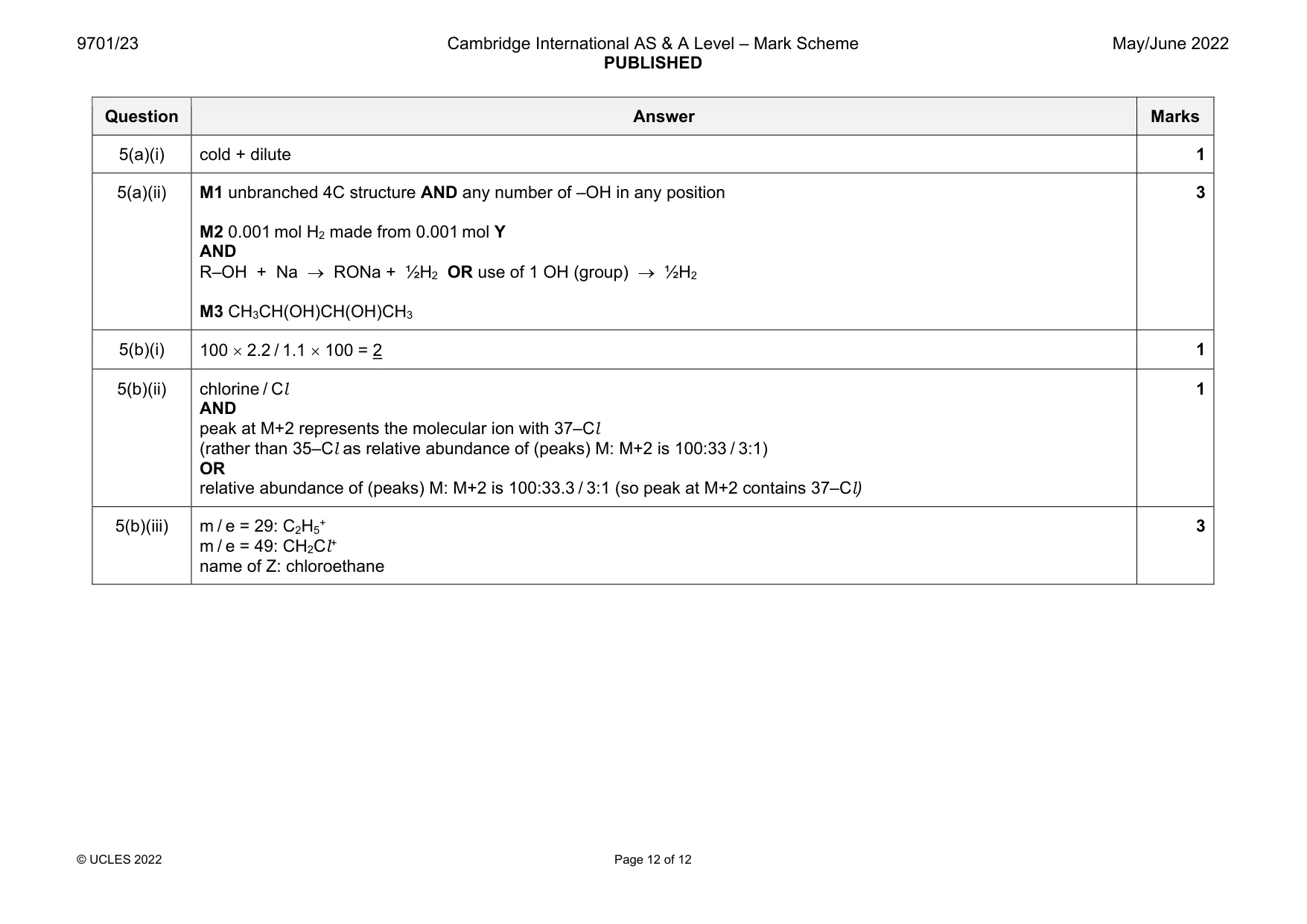 Mark scheme, page 12 of 12