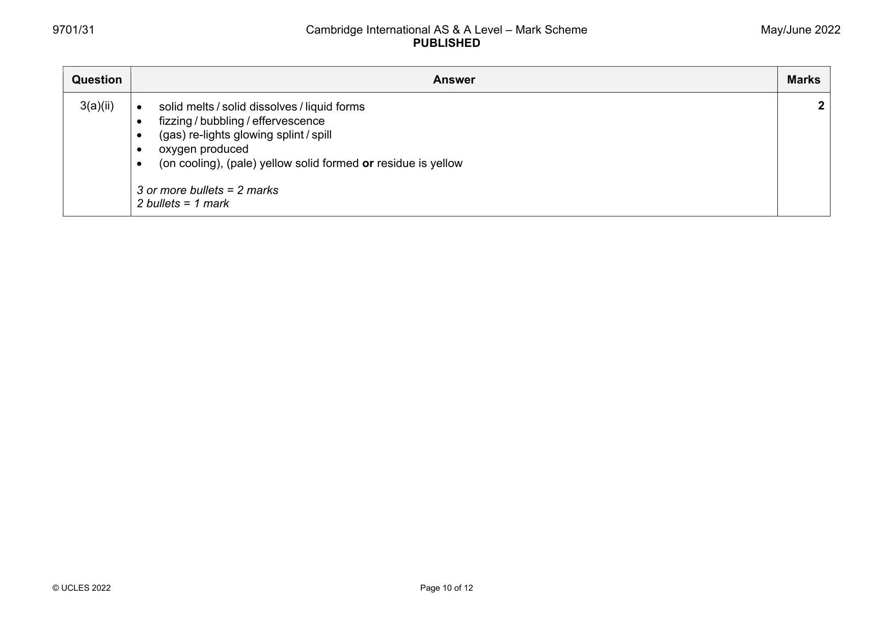 Mark scheme, page 10 of 12