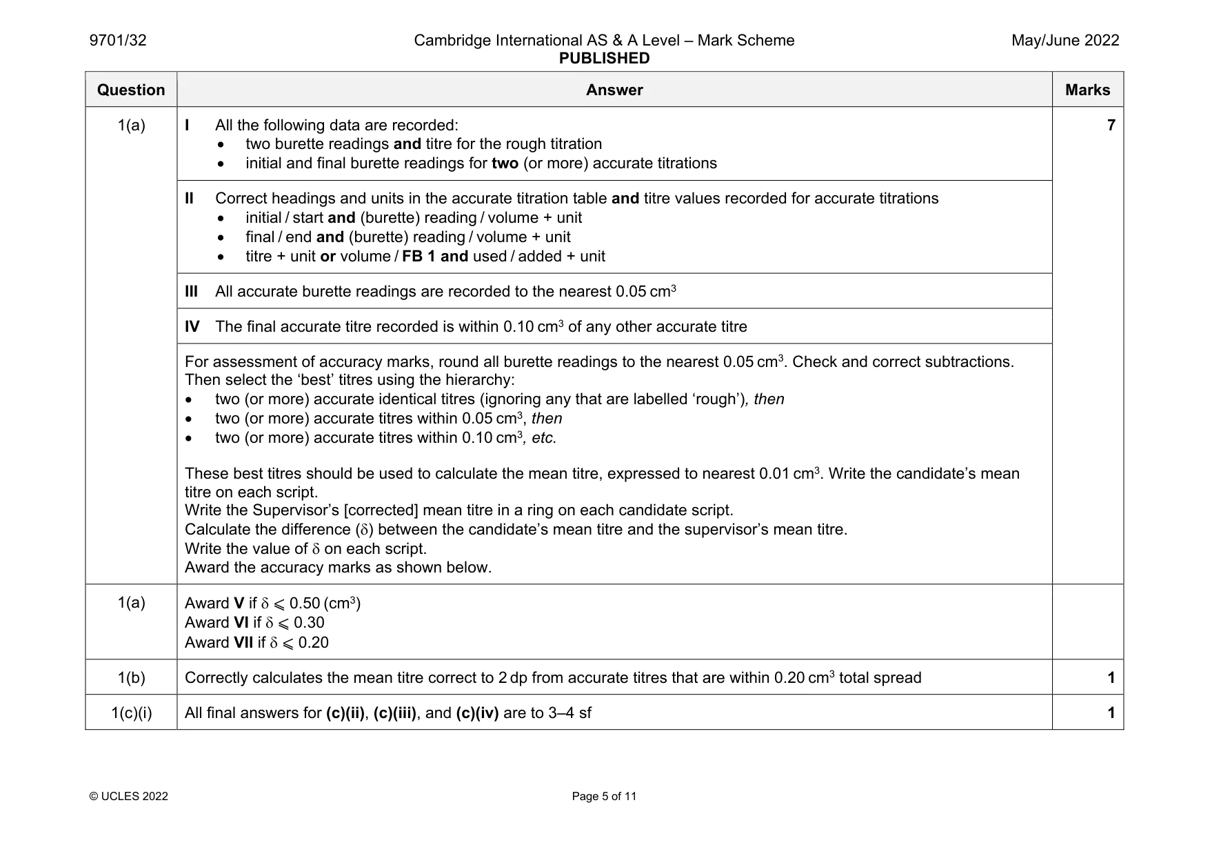 Mark scheme, page 5 of 11