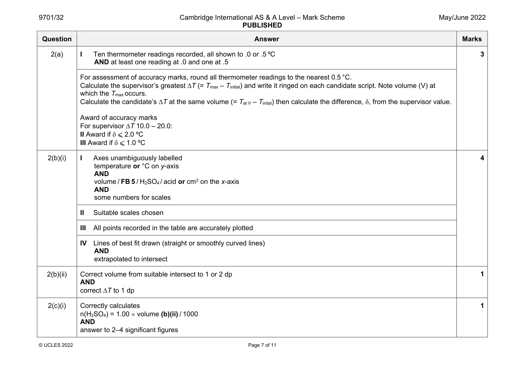 Mark scheme, page 7 of 11