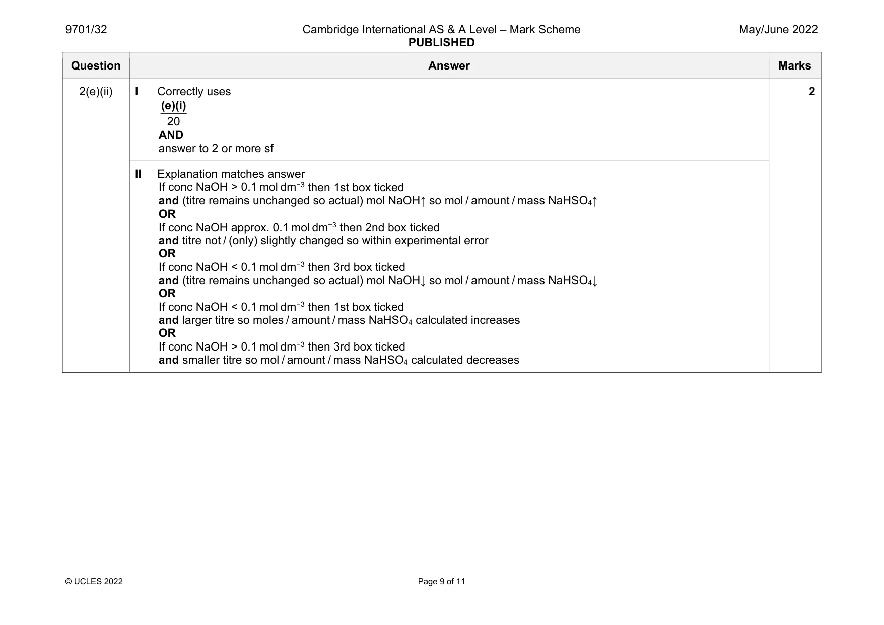 Mark scheme, page 9 of 11