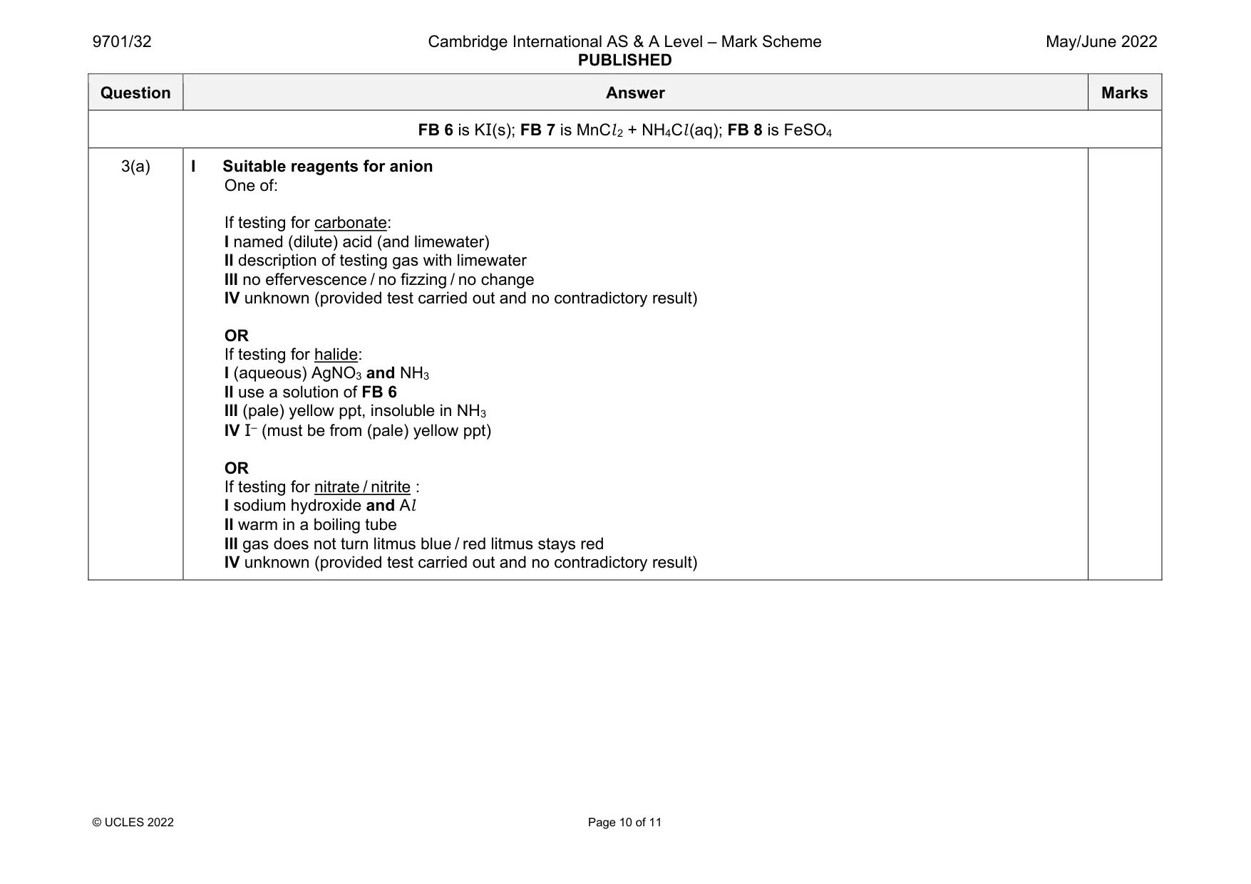 Mark scheme, page 10 of 11