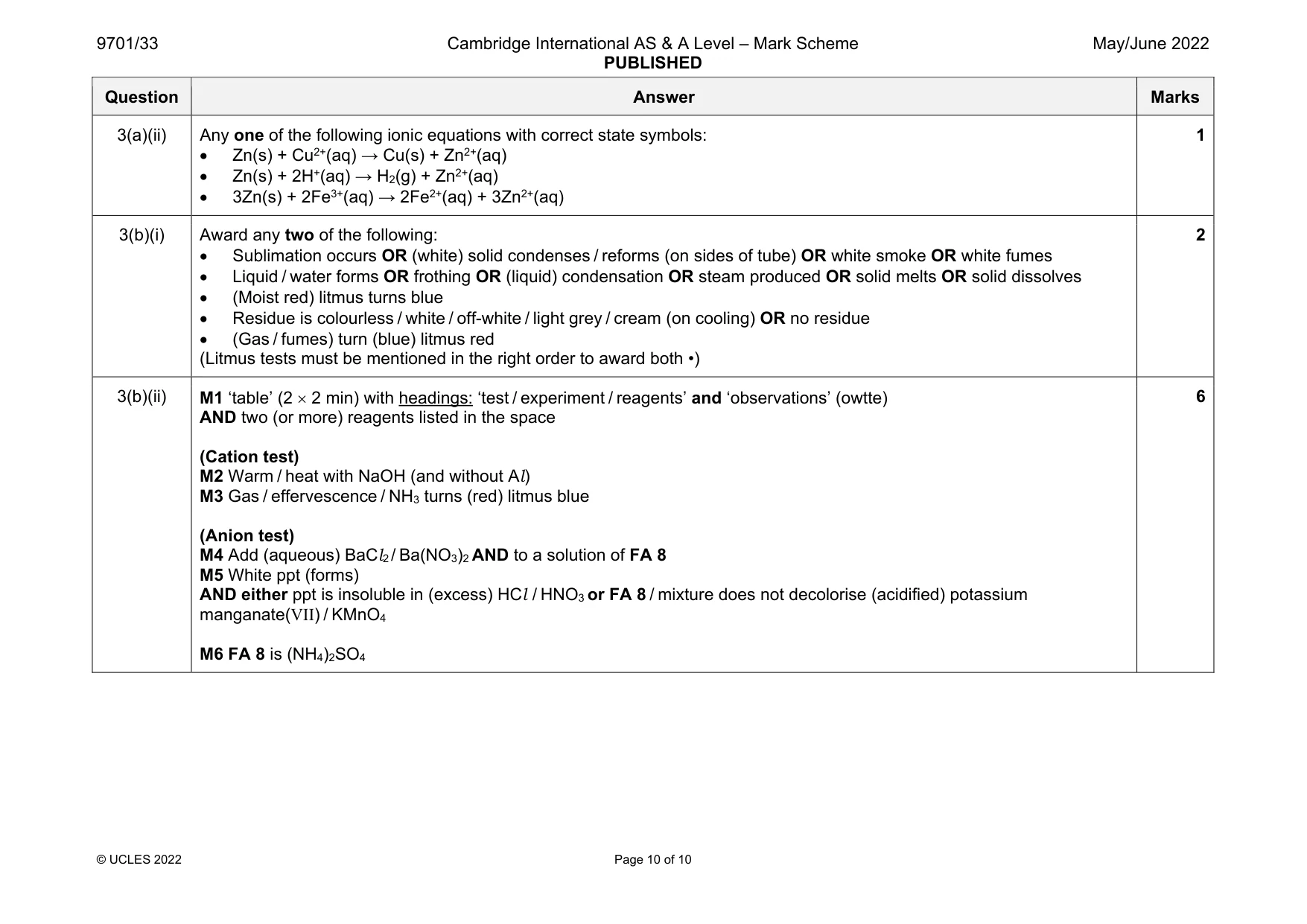 Mark scheme, page 10 of 10