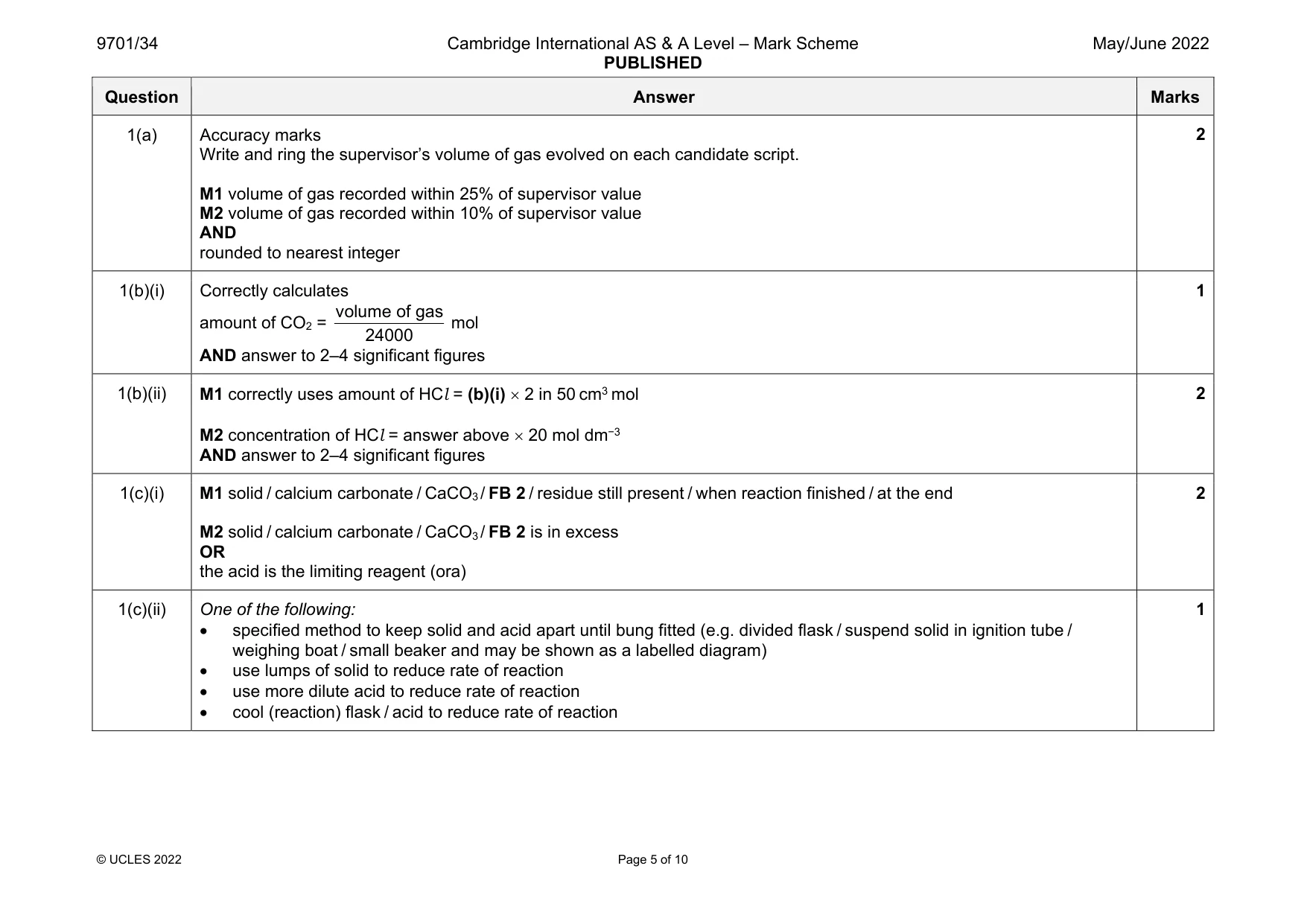 Mark scheme, page 5 of 10