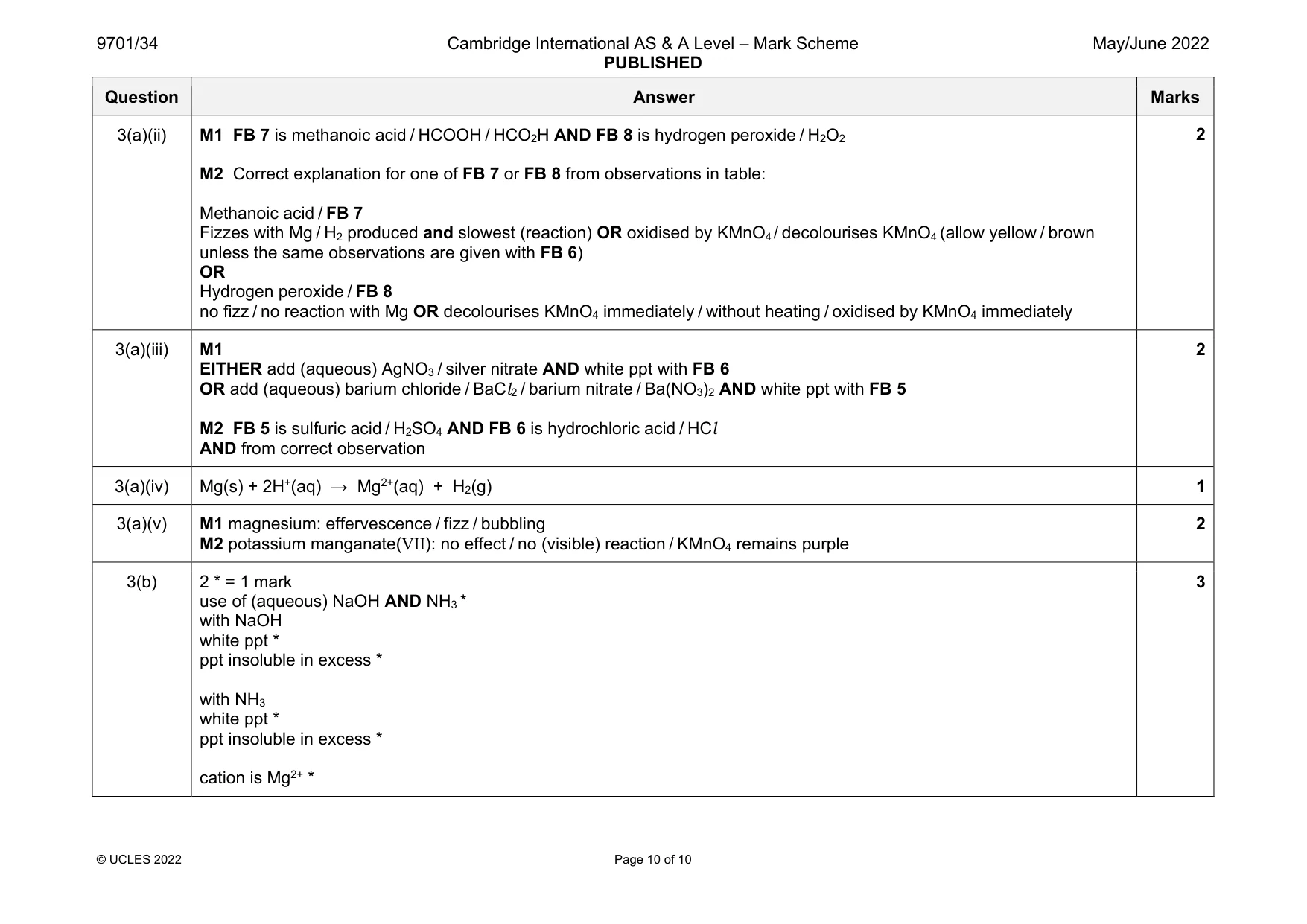 Mark scheme, page 10 of 10