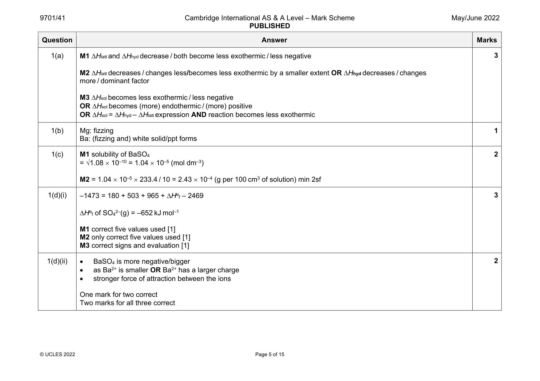 Mark scheme, page 5 of 15