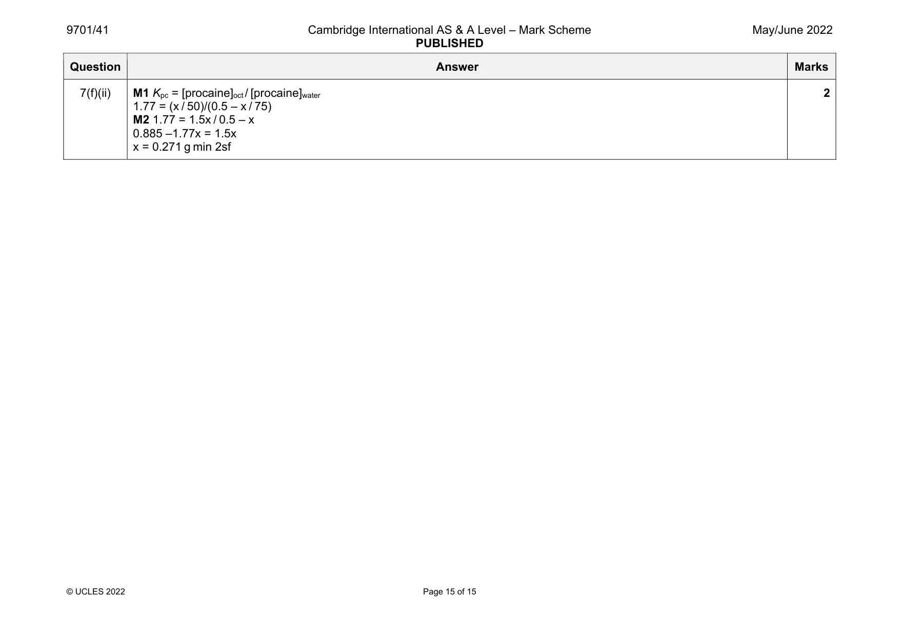 Mark scheme, page 15 of 15