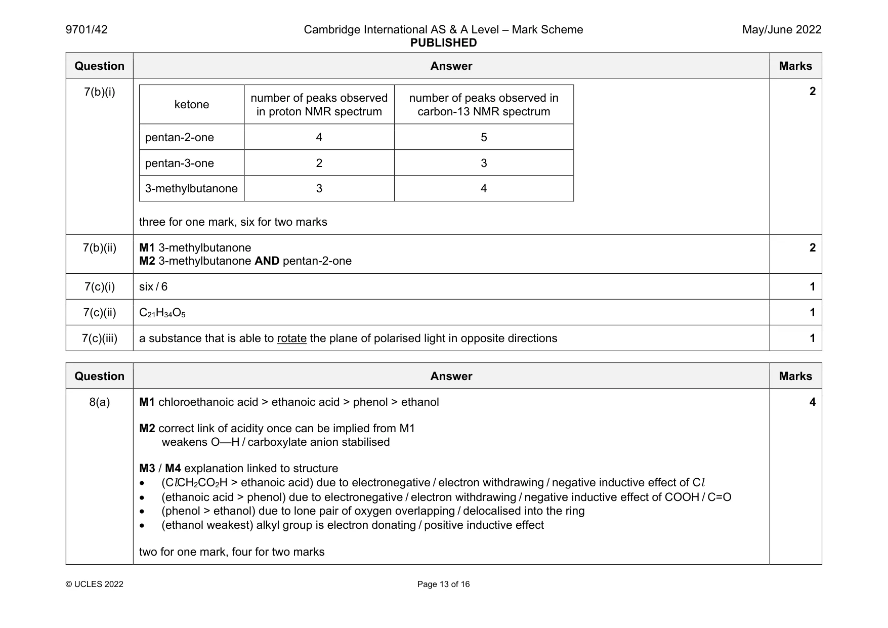 Mark scheme, page 13 of 16