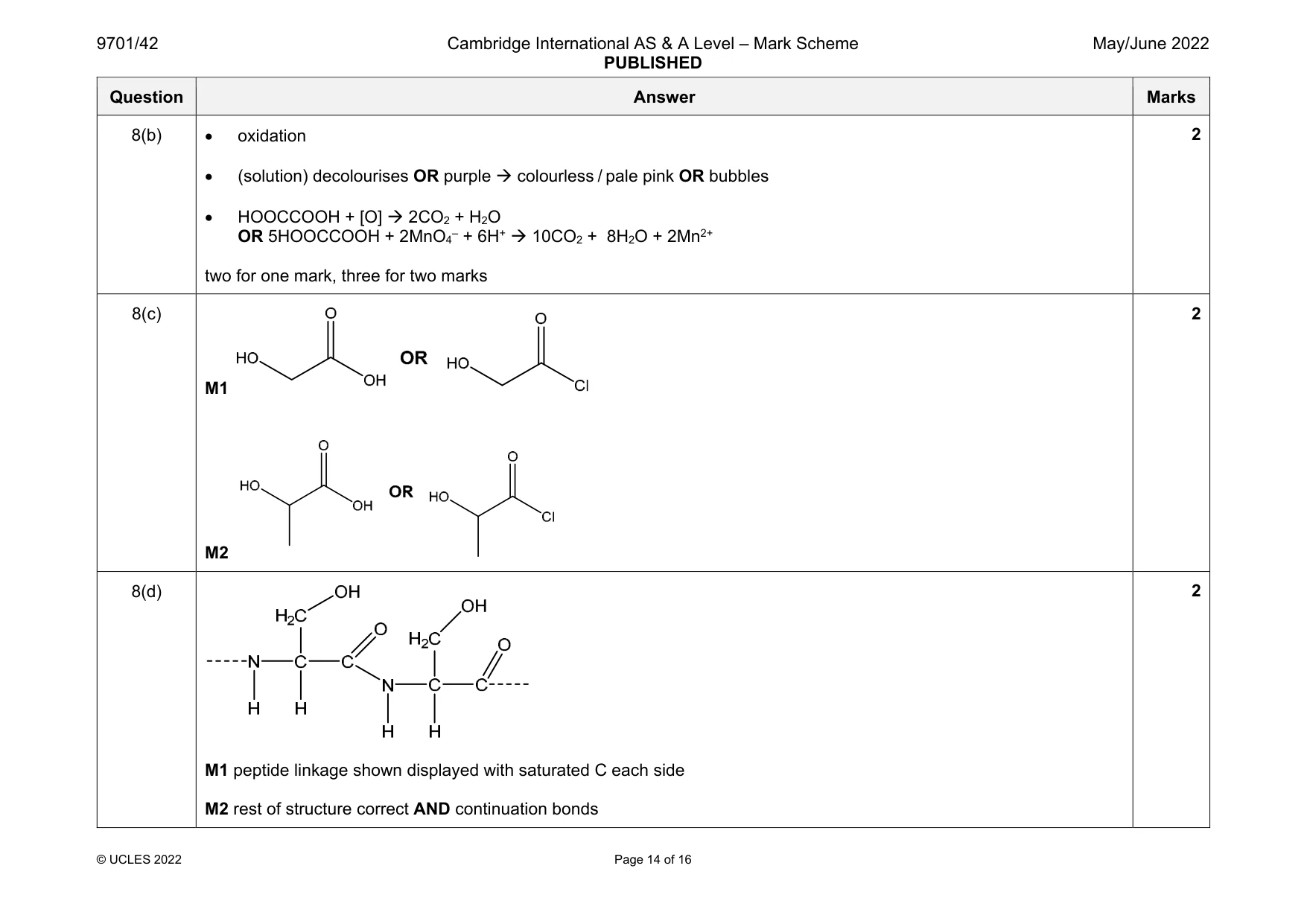 Mark scheme, page 14 of 16