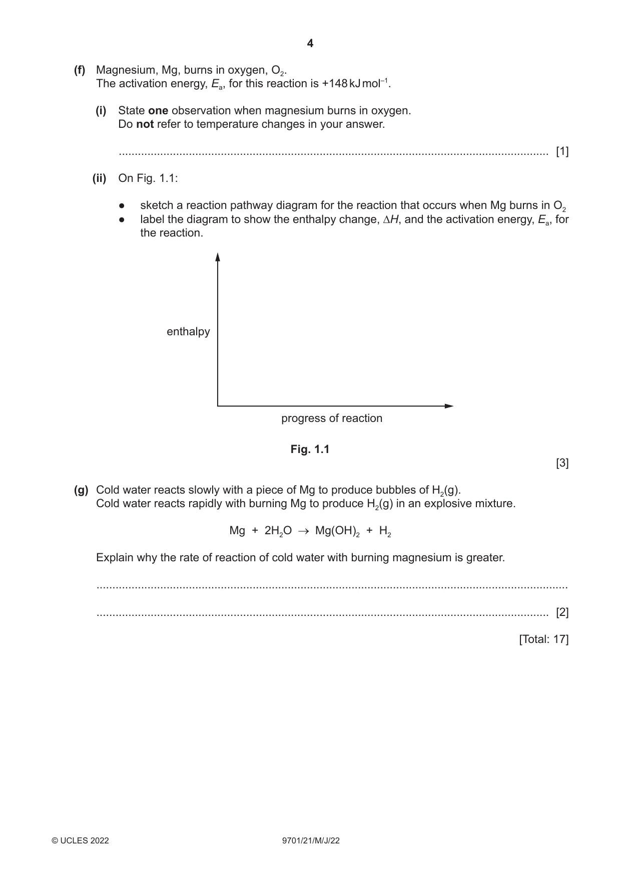 Cambridge A Level Chemistry 9701 2022 May/June Paper 2 · Variant 1 question paper, page 4 of 16