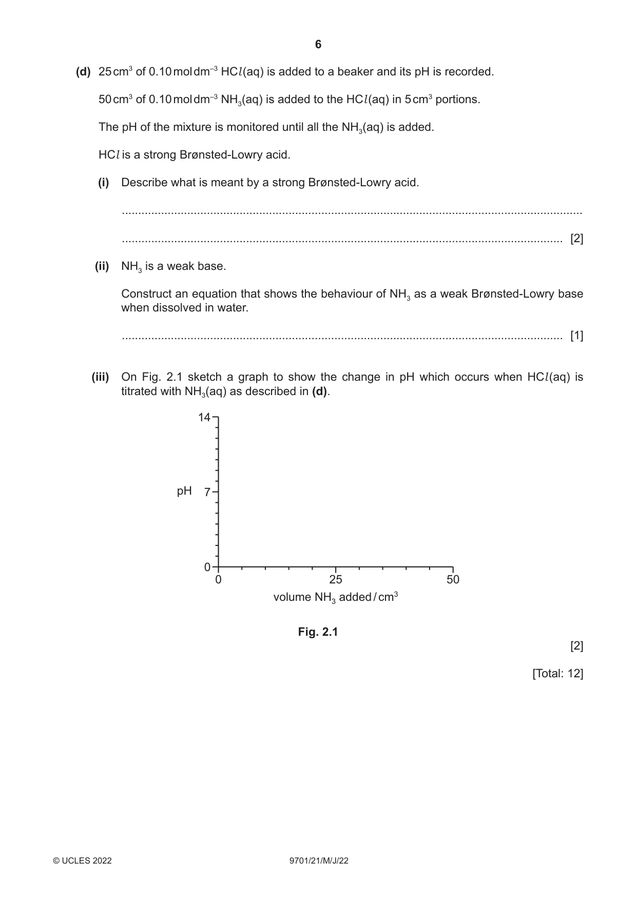 Cambridge A Level Chemistry 9701 2022 May/June Paper 2 · Variant 1 question paper, page 6 of 16