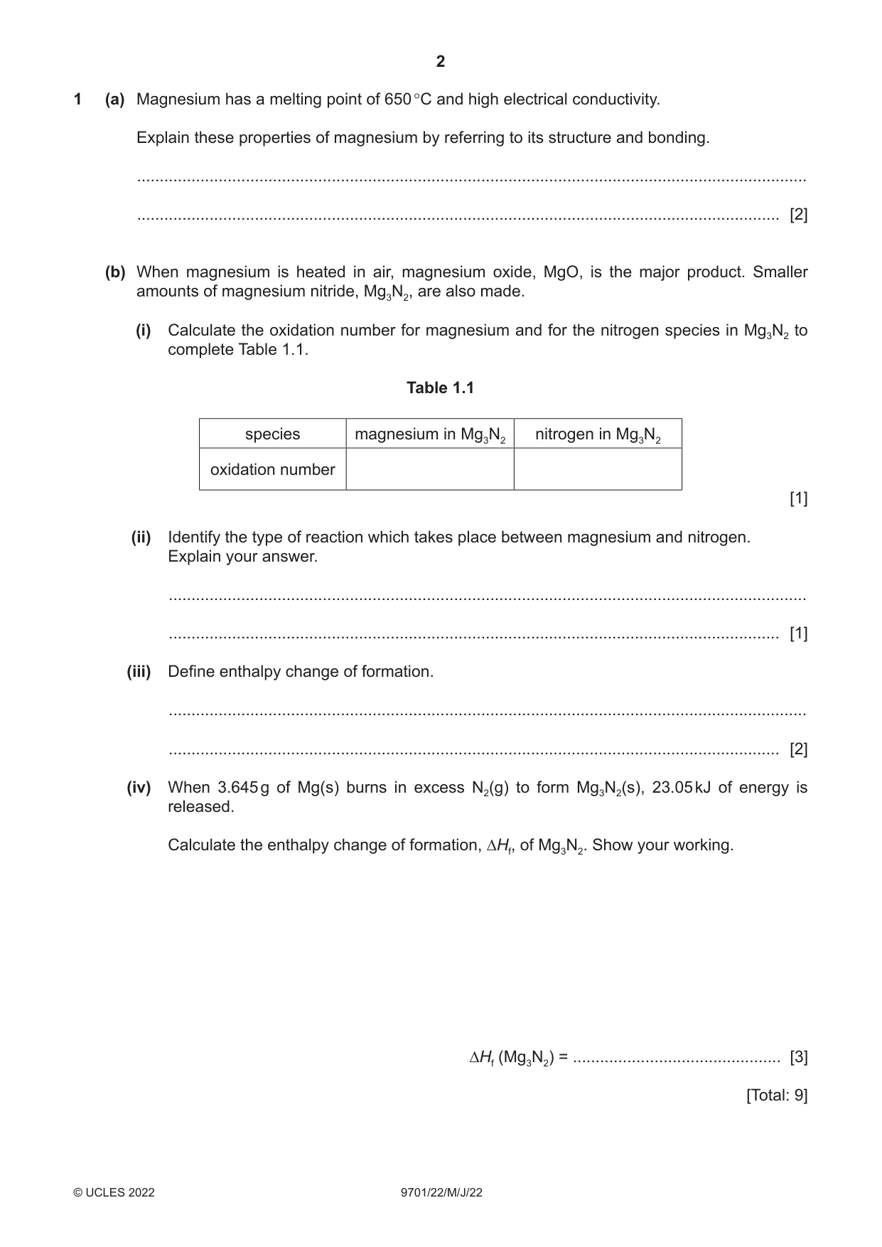Cambridge A Level Chemistry 9701 2022 May/June Paper 2 · Variant 2 question paper, page 2 of 16