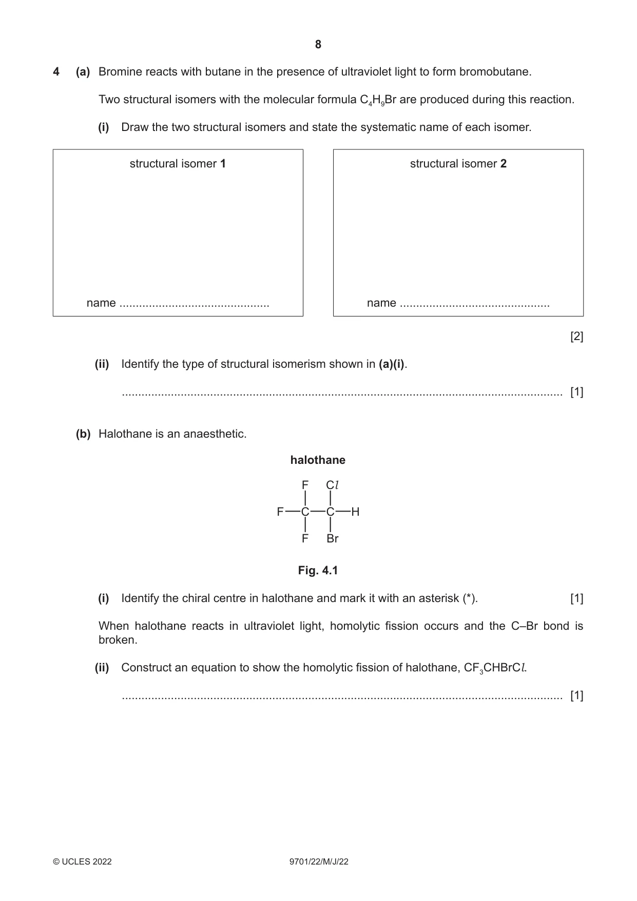 Cambridge A Level Chemistry 9701 2022 May/June Paper 2 · Variant 2 question paper, page 8 of 16