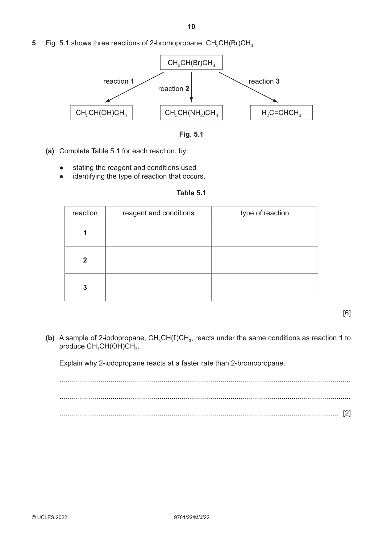 Cambridge A Level Chemistry 9701 2022 May/June Paper 2 · Variant 2 question paper, page 10 of 16